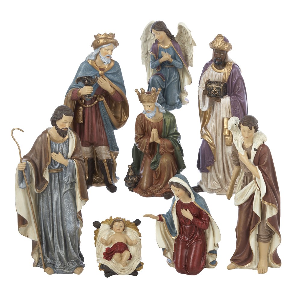 Kurt Adler Resin Nativity Figurine Set, 9-Inch, Set Of 8