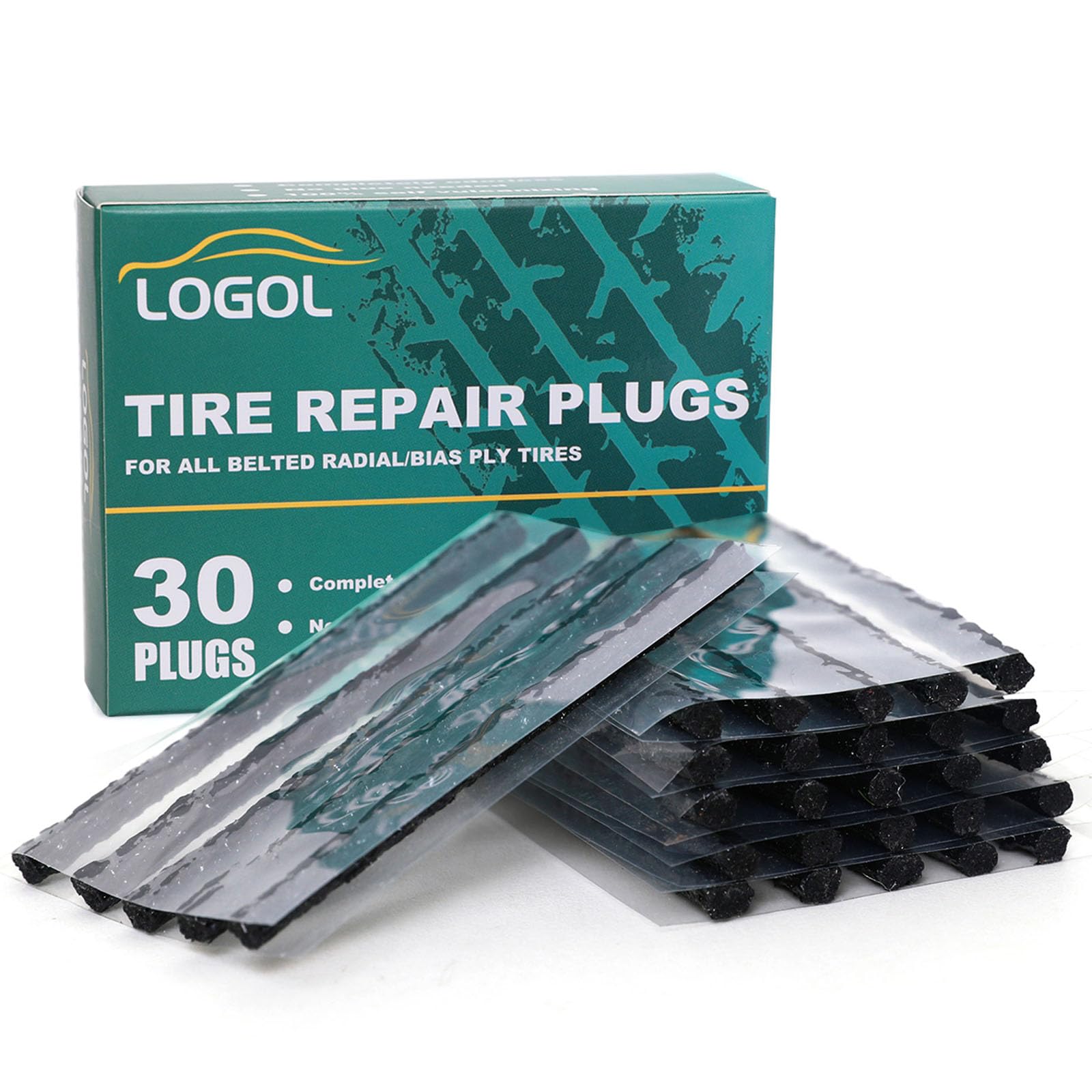 LOGOL Tire Plugs Heavy Duty (4'', 30pcs).Tire Repair Strings for Puncture Repair are Suitable for Tubeless Tires Car, Light Truc