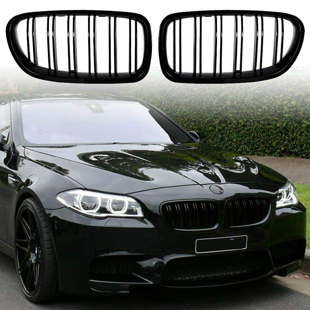 Sportuli Front Replacement Kidney Grille Grill Compatible With Bmw 5 Series F10 F11 F18 M5 (Gloss Black)