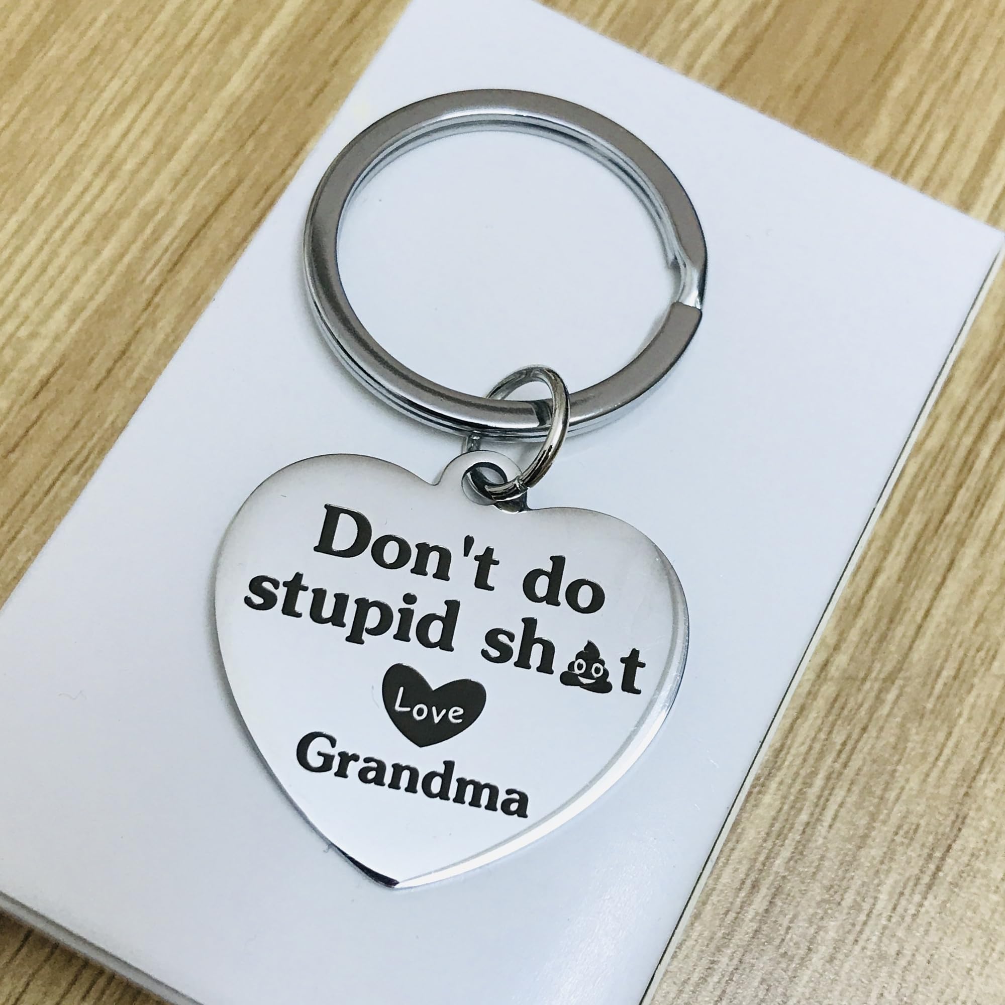 Funny Gifts For Grandson Granddaughter Don'T Do Stupid Sh*T Love Grandma Keychain For Grandkids Mother'S Day Father'S Day Gradua
