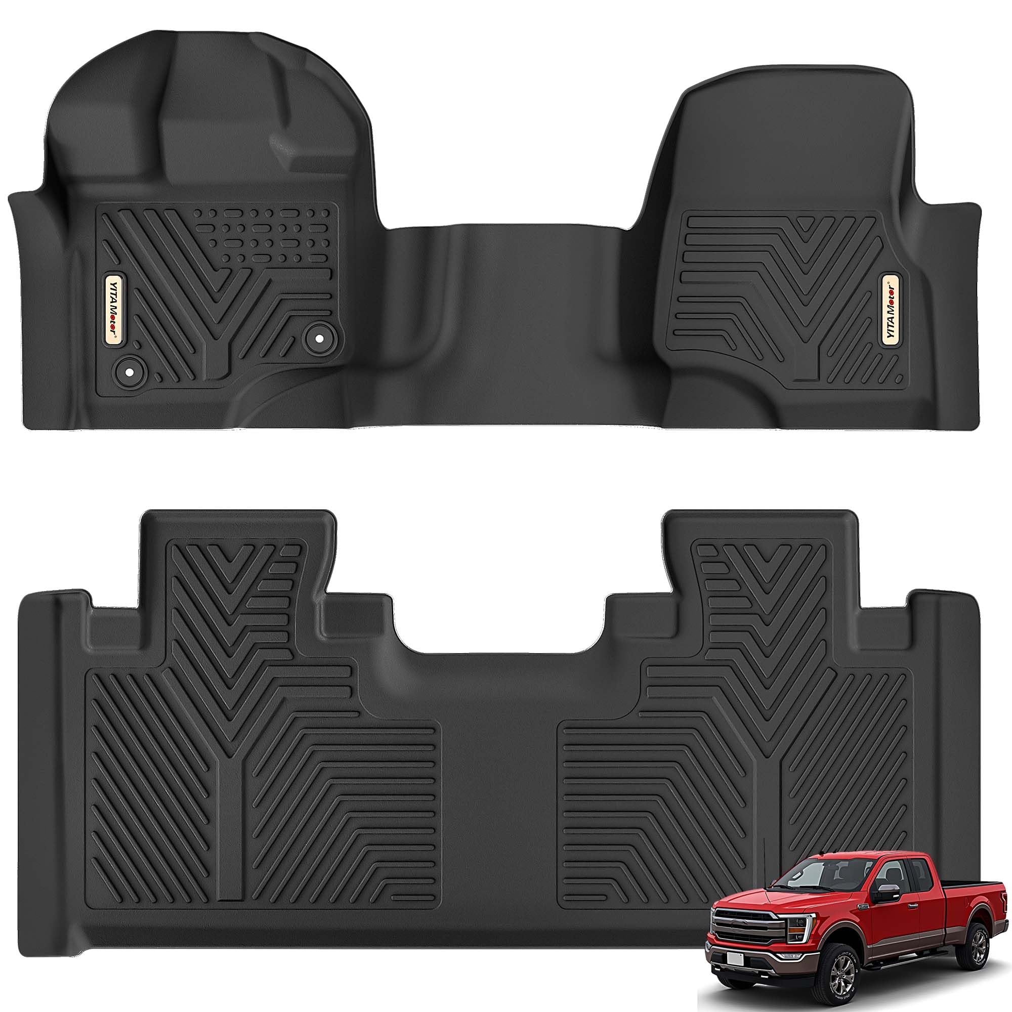Yitamotor Custom Fit Floor Mats Compatible With 2015-2025 Ford F-150 Super Cab/Extended Cab With 1St Row Bench Seats Only, All W