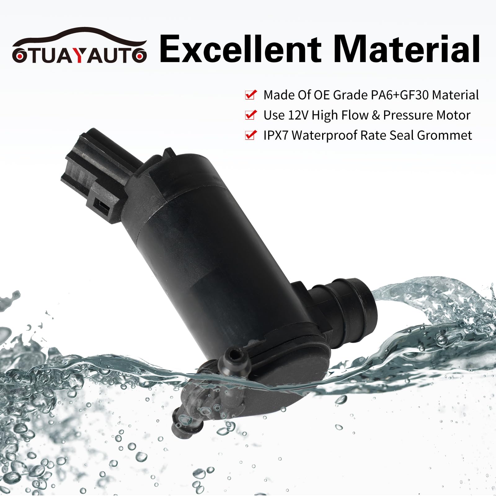 Otuayauto Premium Windshield Washer Pump Replacement For 98-17 Ford Expedition Limited, 98-10 Ford Explorer, 00-05 Ford Excursio