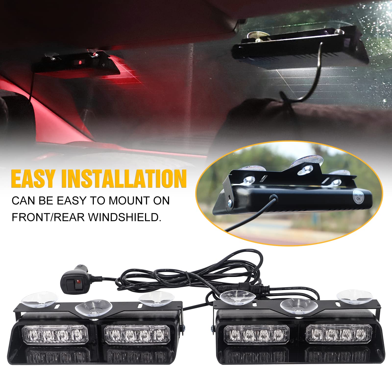 Xridonsen 2 In 1 Emergency Dash Lights Red White Volunteer Firefighter Lights Warning Hazard Safety Flashing Law Enforcement Res