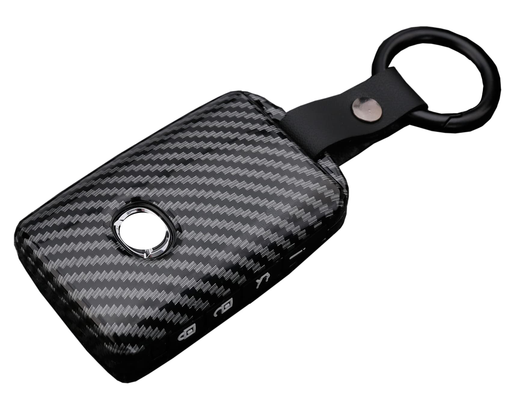 Key Fob Cover Case Fit For 2019-2021 Mazda 3, Mazda 3 Hatchback, Mazda Cx4 Cx5 Cx8 Cx9 Cx-30, Mazda 6 Wazske11D01 Keyless Entry Remote Case Holder Abs Carbon Fiber Pattern (Black)