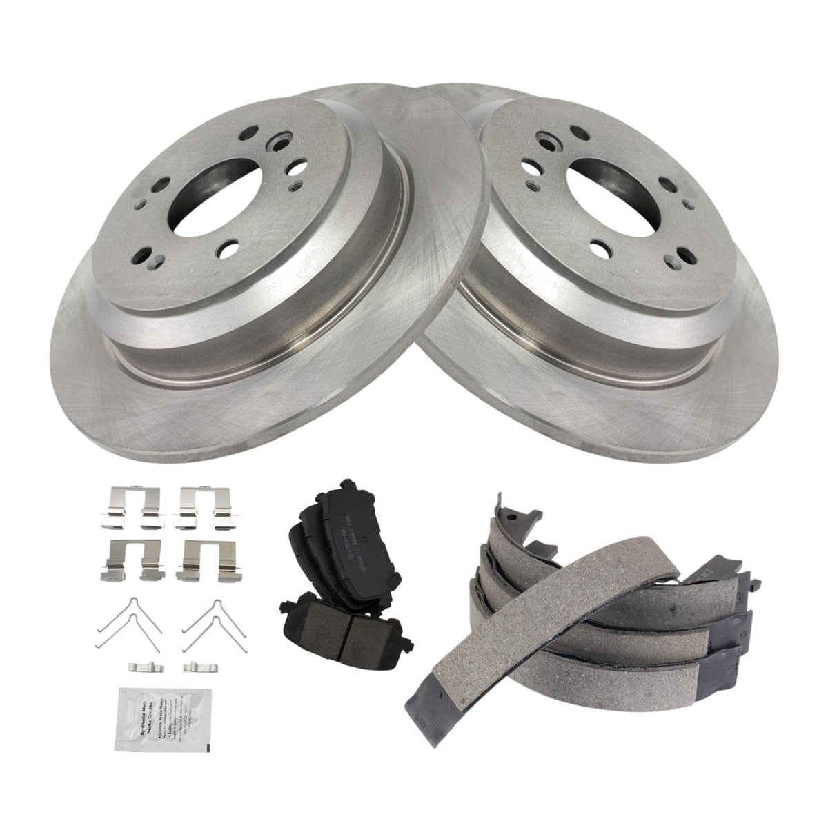 Trq Rear Brake Pad & Rotor Kit Brake Pads Brake Rotor Parking Brake Shoe Set Ceramic Compatible With 2019-2021 Honda Passport 20