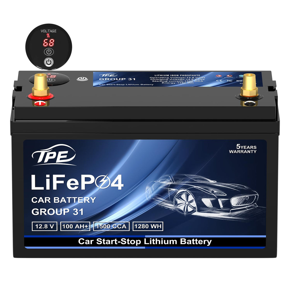 TPE BCI Group31 Car Start Stop System LiFePO4 Lithium-ion Battery 12.8V 100AH 1500A Lightweight High Performance Battery Battery