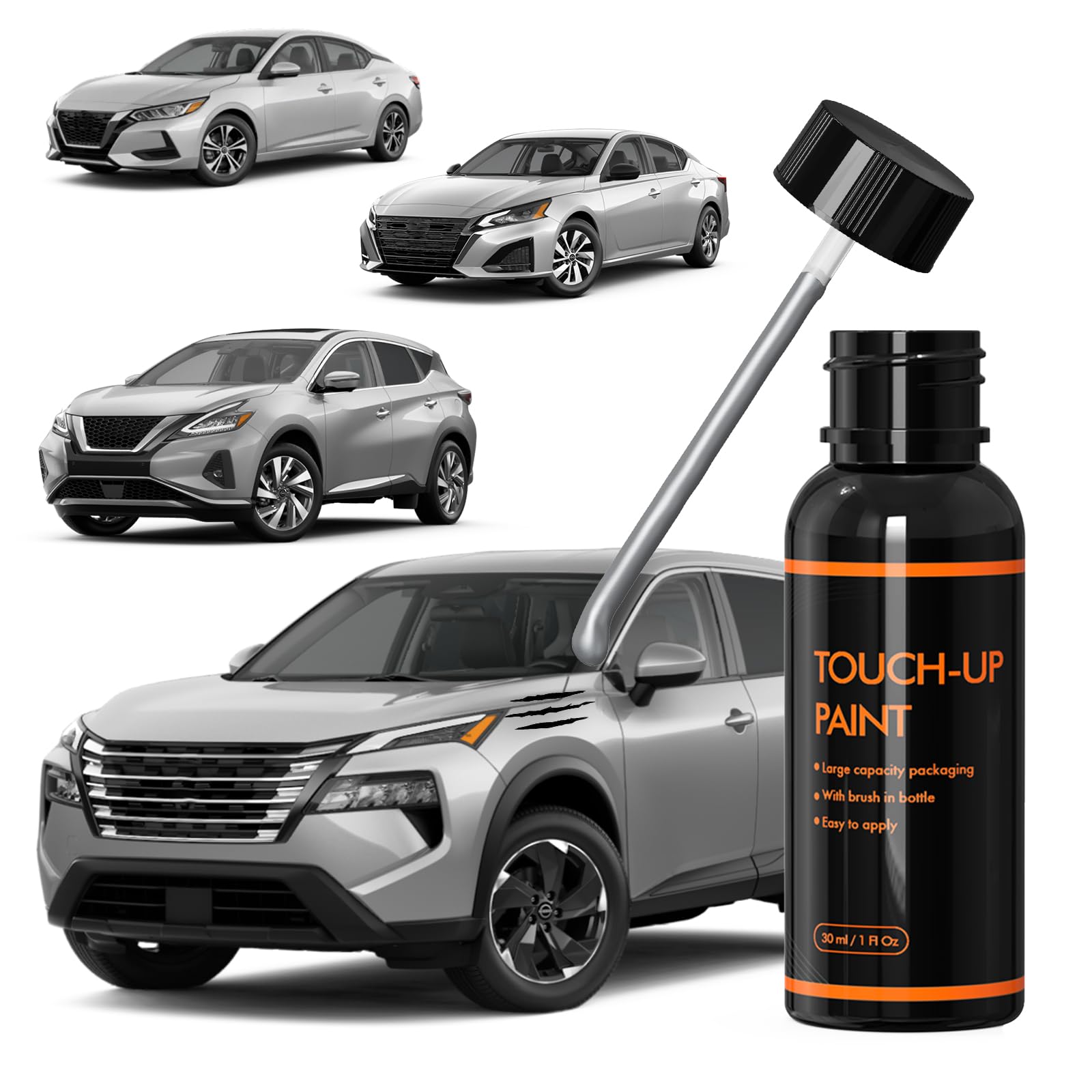 Xtryfun K23 Brilliant Silver Touch Up Paint For Nissan, Diy Car Paint Scratch Repair Kit, Automotive Paints, Quick & Easy Fix Sc