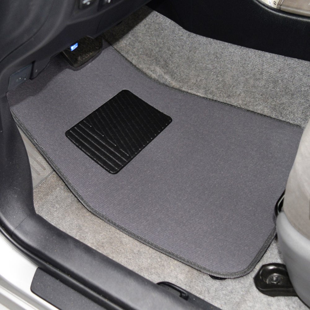 Premium 4Pc Set Of Carpet Car Floor Mats With Vinyl Safety Heel Pad For Car, Truck, Suv, Coupe Sedan, Medium Gray (Mt-100-Mg)