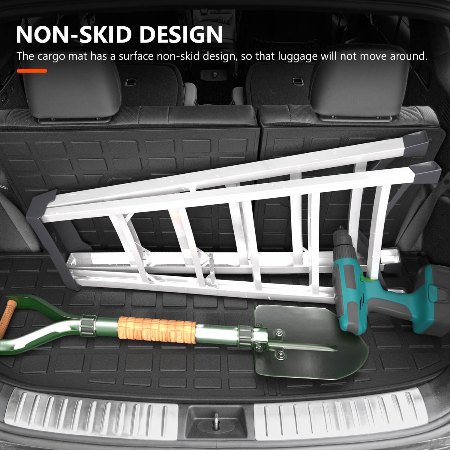 Powoq Cargo Liner Compatible With 2020-2025 Hyundai Palisade Backrest Mat Tpe Behind 3Rd Row Replacement For 2020 2021 2022 2023 2024 2025 Hyundai Palisade Accessories (Trunk Mat With Backrest Mat)