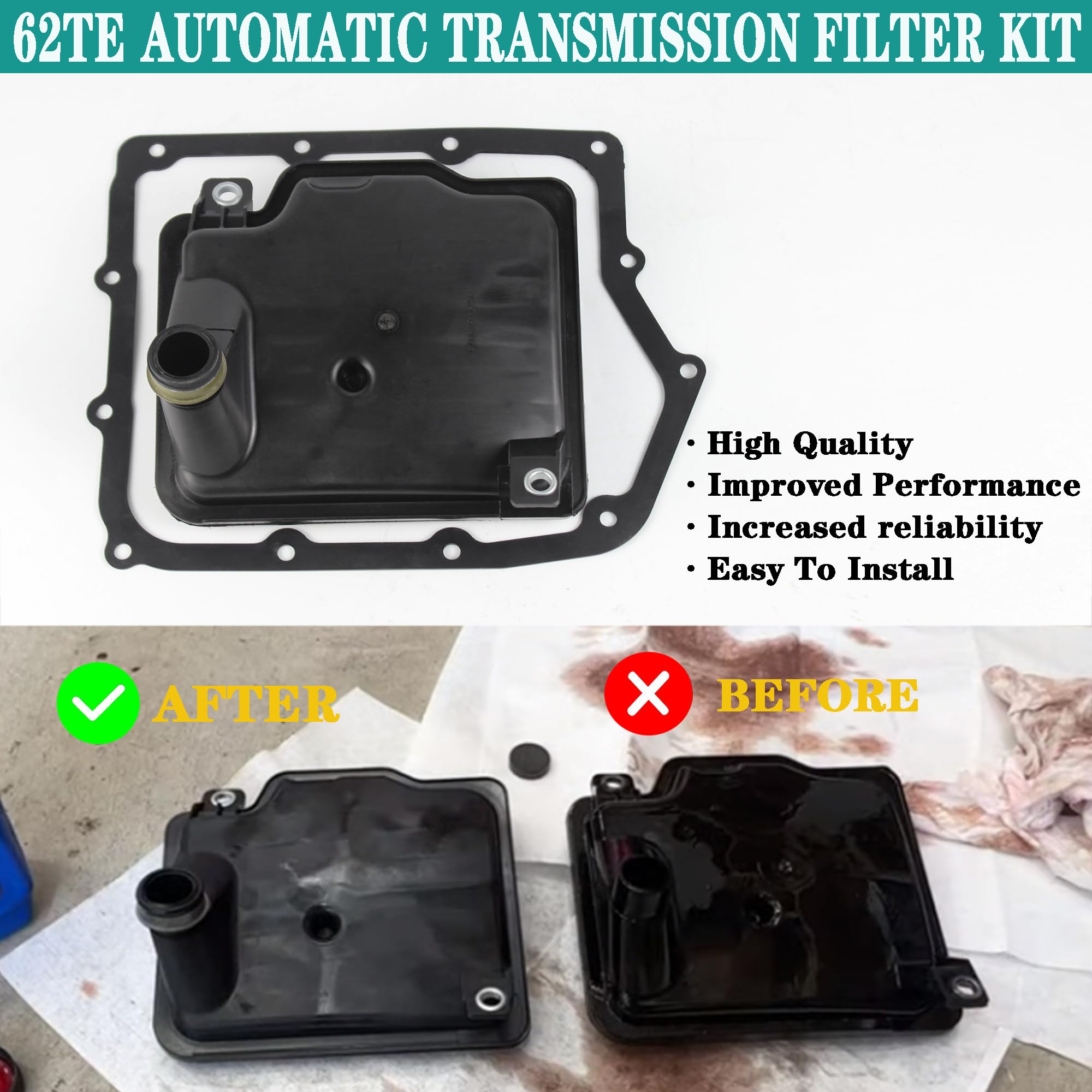 Yzusgomumu 62Te Automatic Transmission Filter Kit Compatible With Dodge Avenger Grand Caravan Journey Chrysler Pacifica Sebring