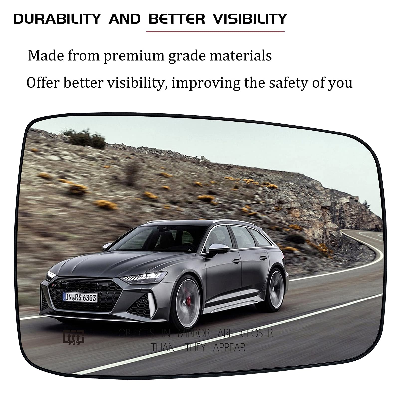 Passenger Right Side Heated Mirror Glass Replacement For 2009-2018 Dodge Ram 1500 2500 - Side View Heated Convex Mirror Glass With Rear Holder, Replace 68079363Aa, 68050299Aa