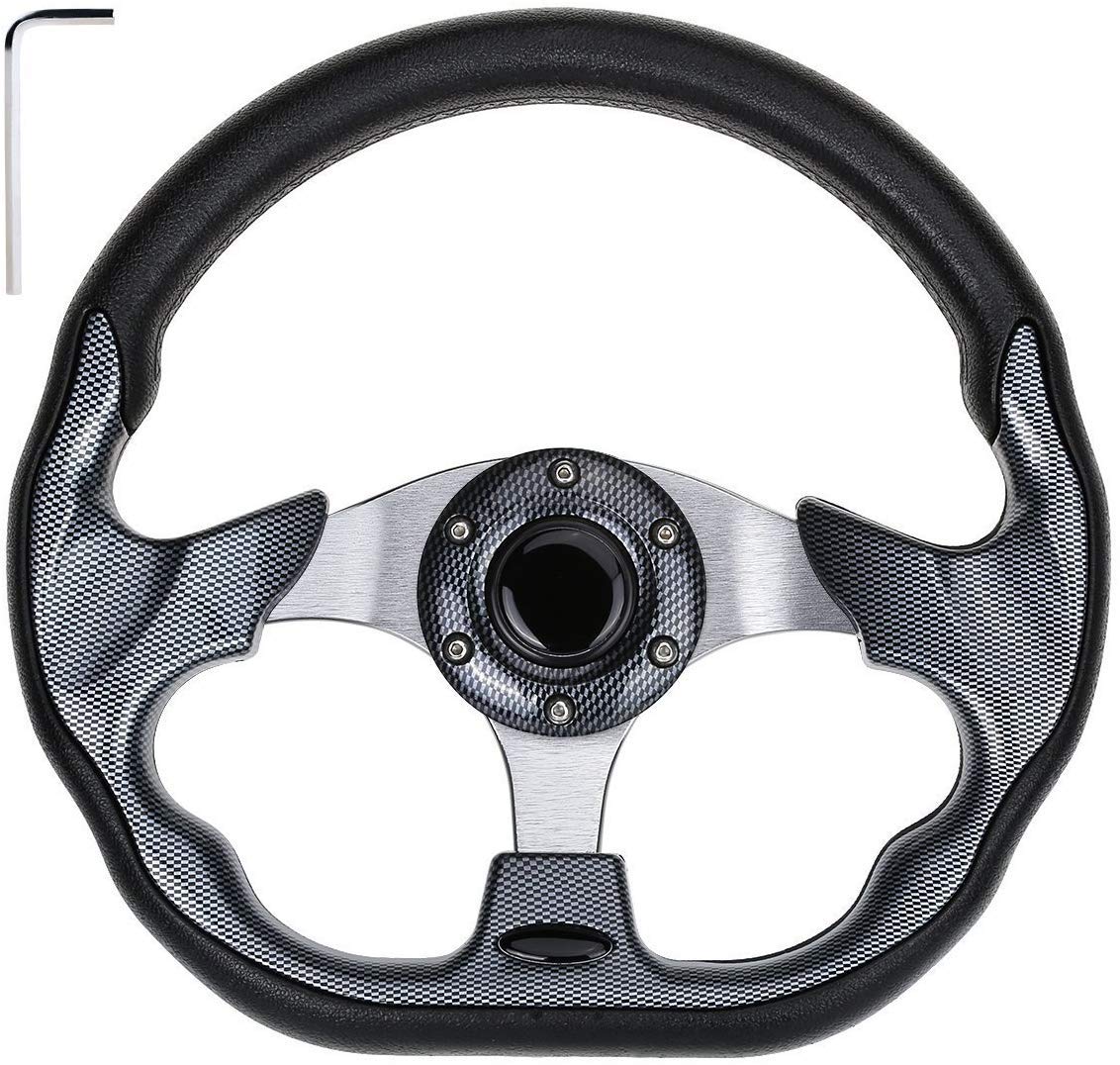 Leapgomax Golf Cart Steering Wheel Fit Ezgo Rxv & Txt, Club Car Ds, Club Car Precedent Tempo, Yamaha Golf Carts(D Shape Design S