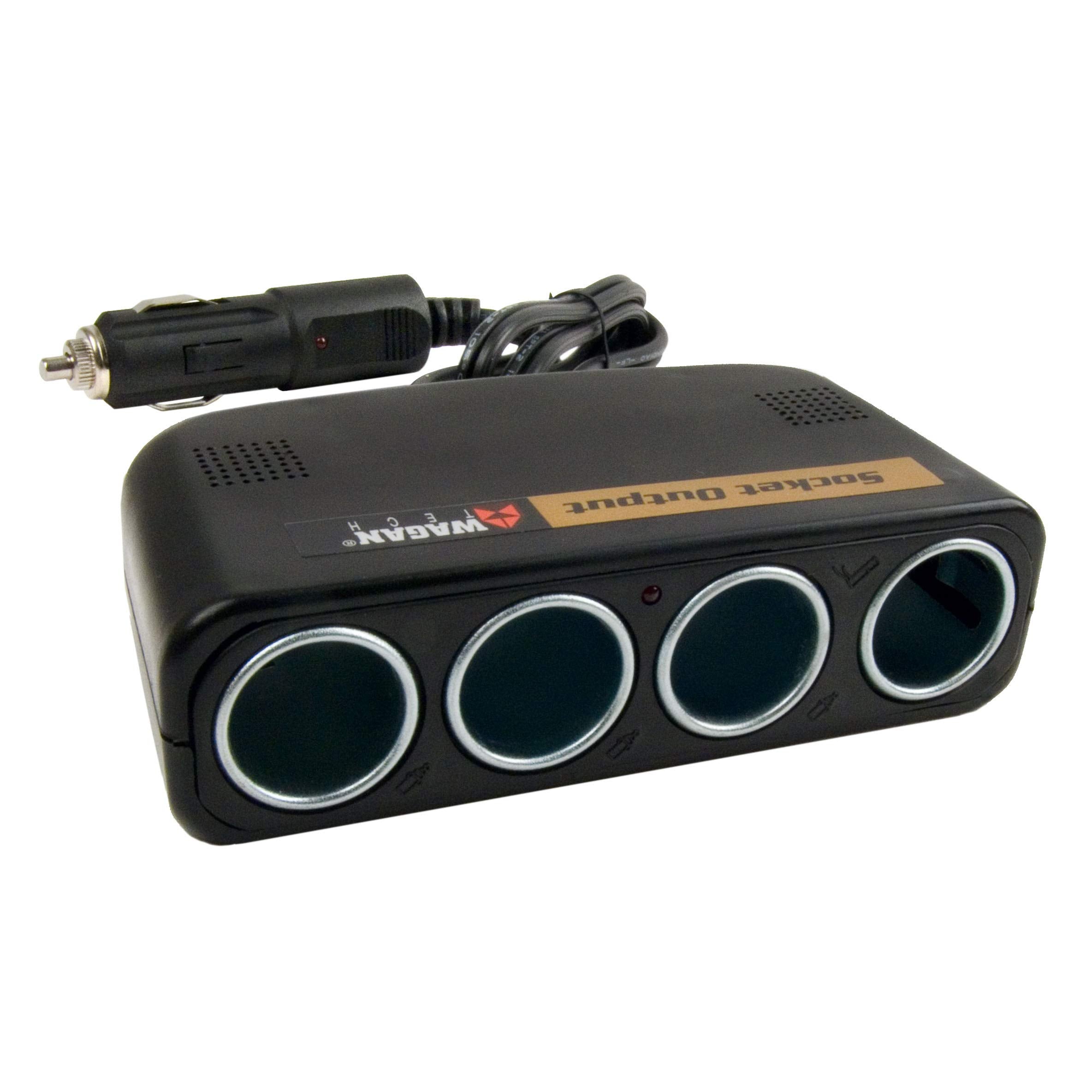 Wagan 4-Way 12V Automotive Socket Splitter And Extender, Cigarette Power Splitter