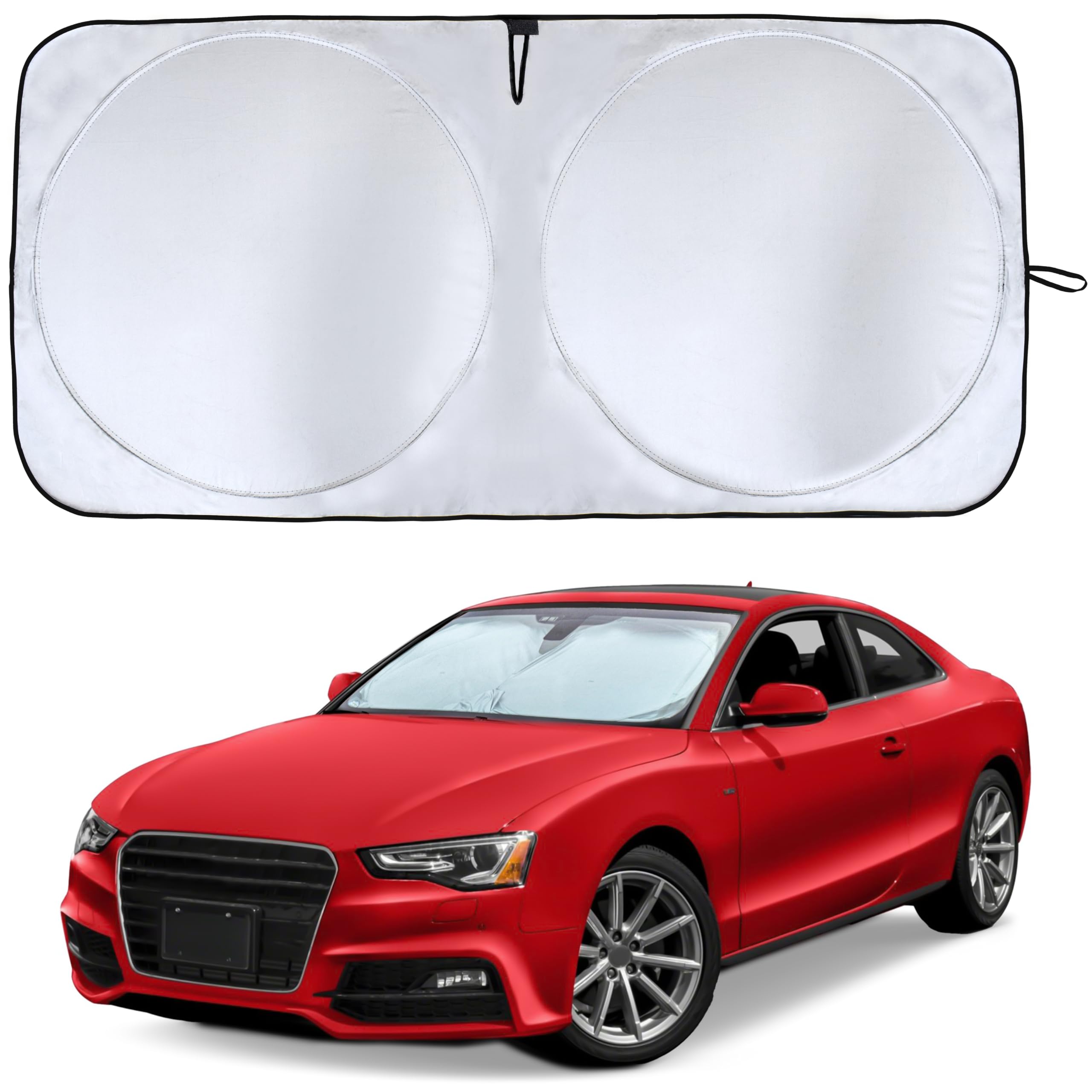 Econour Car Windshield Sun Shade With V-Cut  Durable 240T Material Car Sun Visor For Uv Rays And Sun Heat Protection  Car Interi