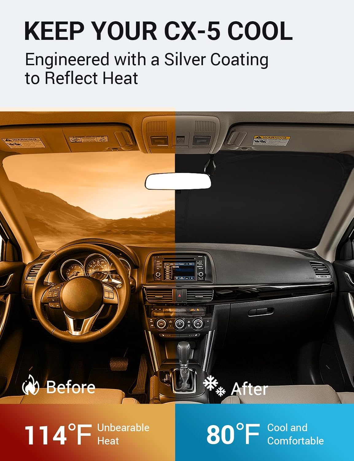 Proadsy 2025 Upgrade Windshield Sun Shade Custom Fit Mazda Cx-5 2013 2014 2015 2016 Cx5 Front Sunshade Protector Foldable Sun Vi