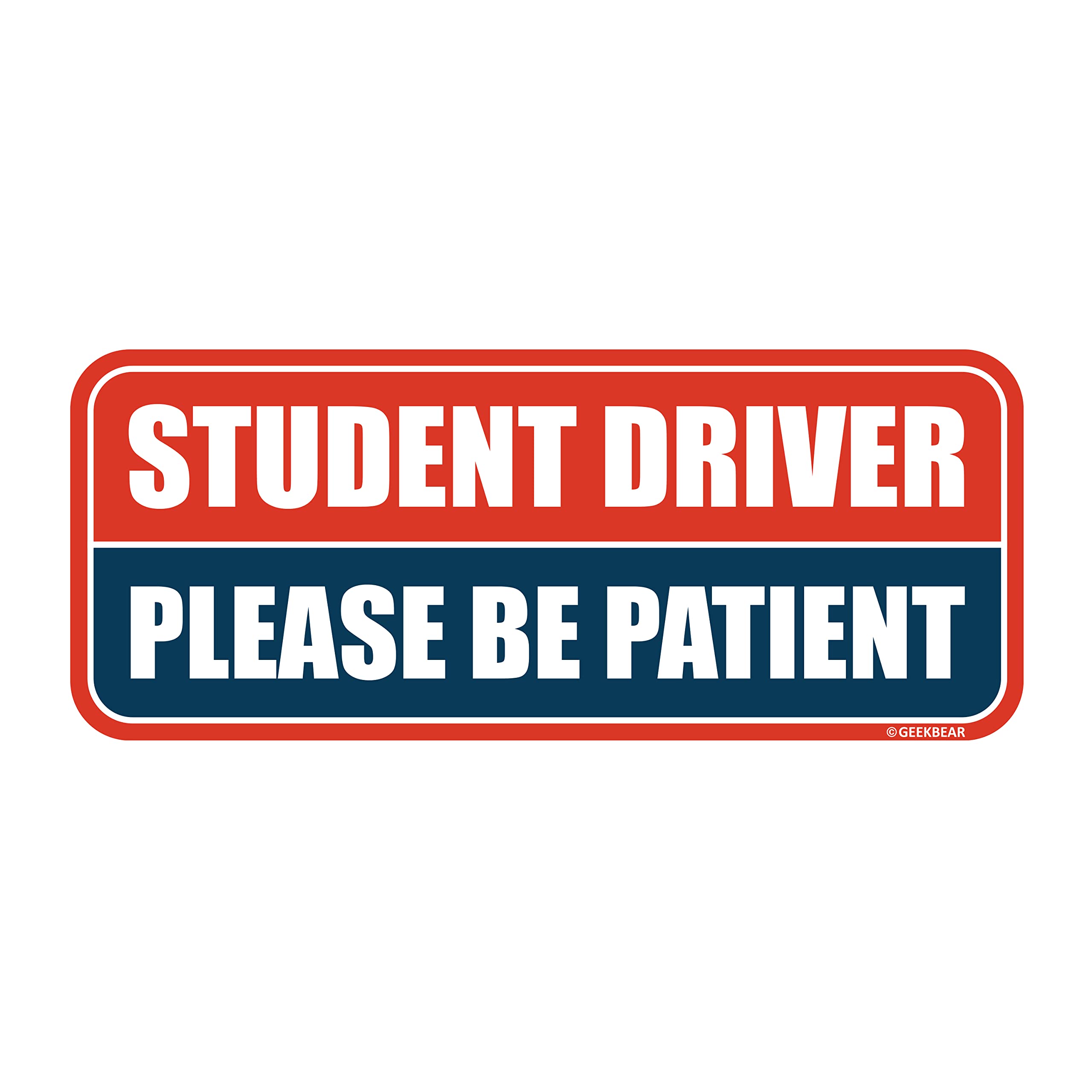 Geekbear Student Driver Car Magnet - Colorful, Reflective, Weather-Resistant - Rectangular 8.7 X 3.5 In (Red/Navy)