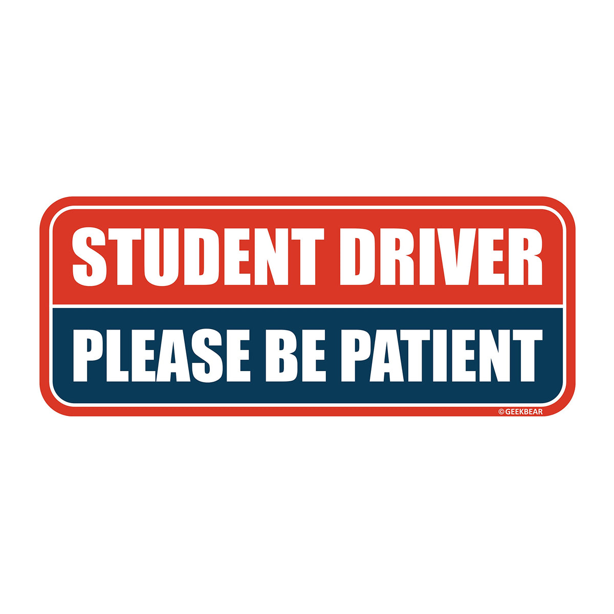 Geekbear Student Driver Car Magnet - Colorful, Reflective, Weather-Resistant - Rectangular 8.7 X 3.5 In (Red/Navy)
