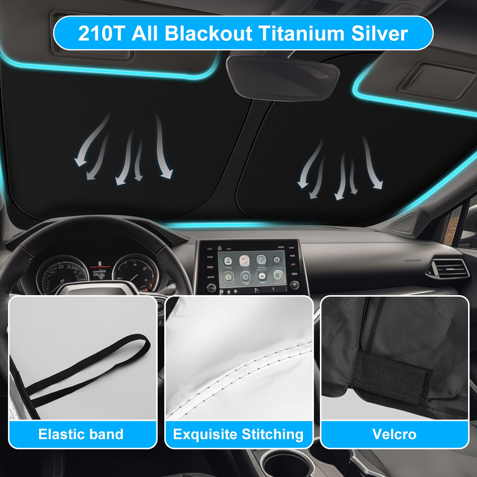 Shinehome 2024 Upgrade Front Windshield Sun Shade Foldable Rav4 Sunshade For 2019-2024 Rav4 Rav-4 Suv Crossover, Trd Off-Road, L