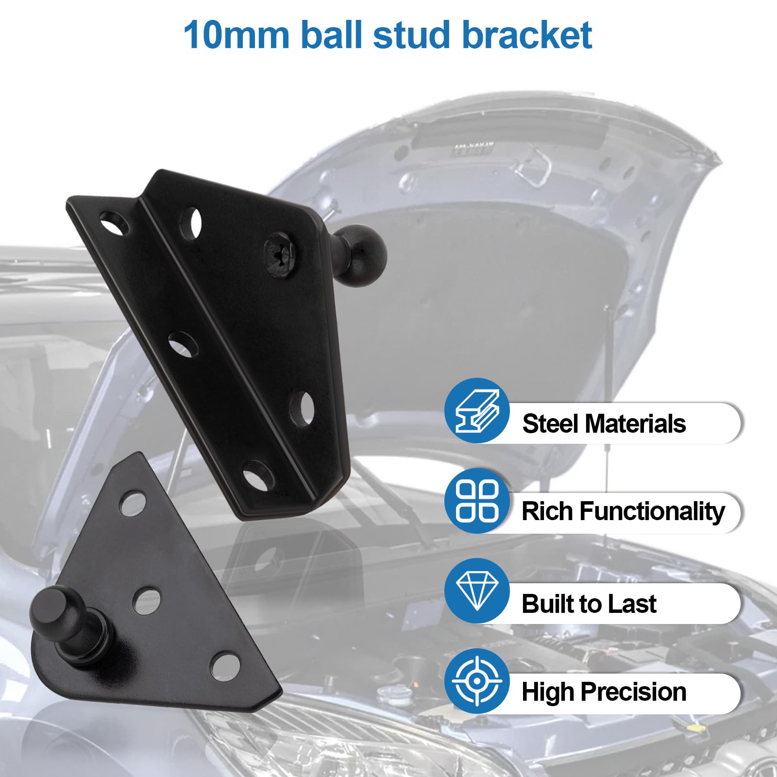 Ojtrtdr 10Mm Ball Stud Bracket, Gas Strut Mounting Brackets,Ball Stud Mounting Brackets For Lift Supports Shocks Spring Prop, Ga