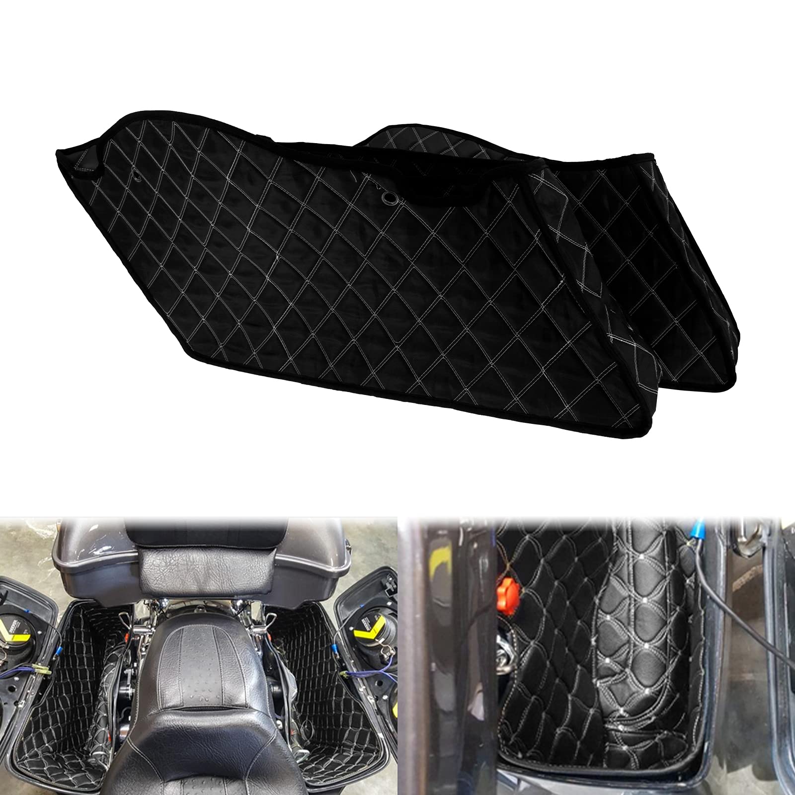 Hdbubalus Non-Stretched Saddlebag Liners Inserts White Thread Compatible With Harley Touring Electra Street Glide Road King 2014-2023 1 Pair