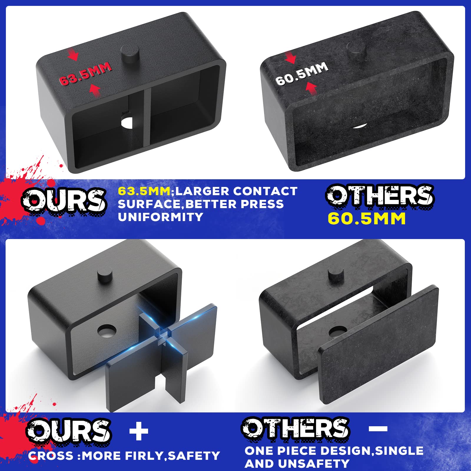 Ksp 3''F+2''R Tundra Lift Kits, 3In Front Lift Spacer And 2In Rear Lift Block With Extended U Bolts Compatible With Toyota Tundr