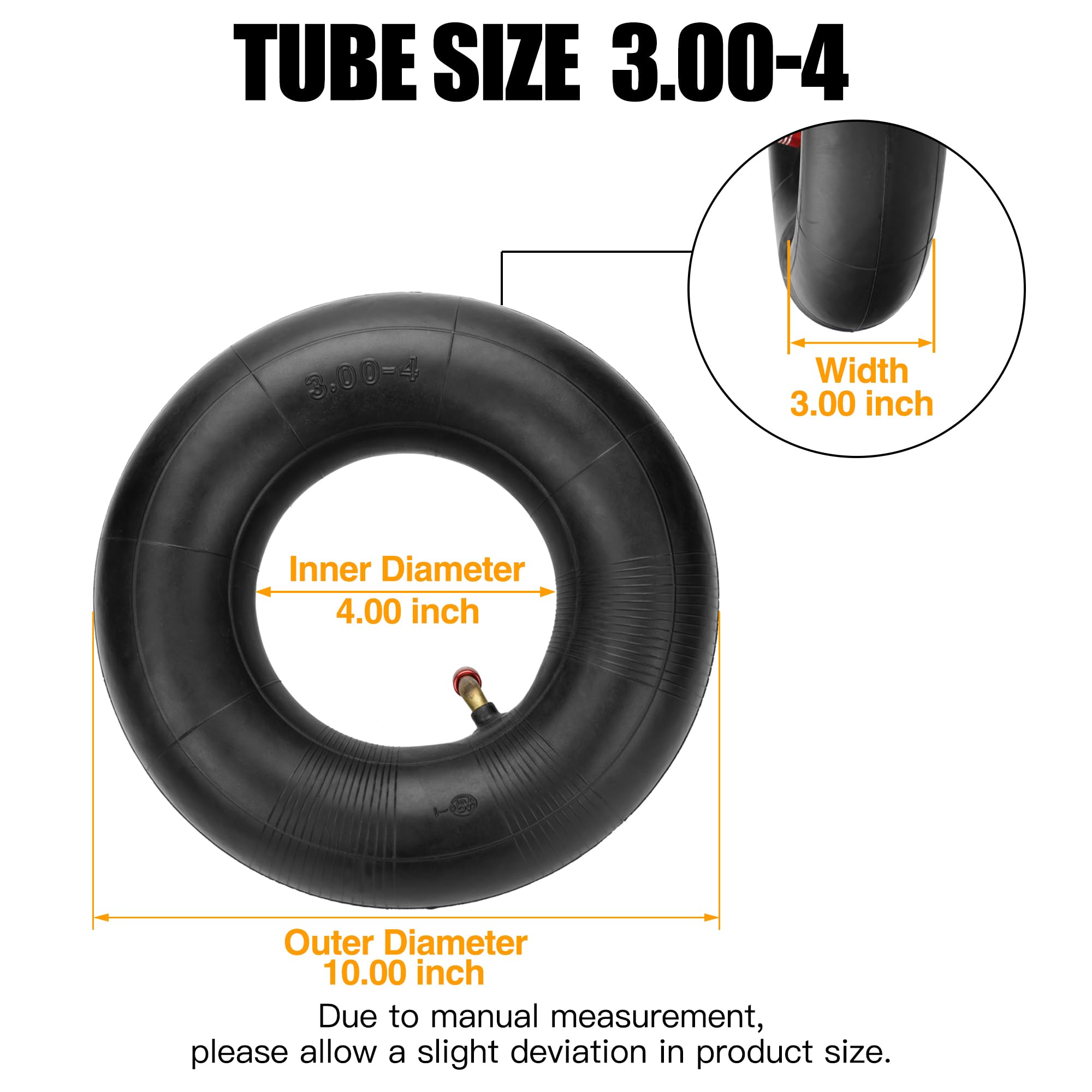 Fvrito 3.00-4 260X85 10'X3' Inner Tube For Razor E300 E325 Ezip E-400 450 Izip I-400 Jazzy Pacesaver Pocket Rocket Chopper Mobility Gas Electric Scooter Mini Atv Go Kart Goped Bladez Power Chair 2Pack