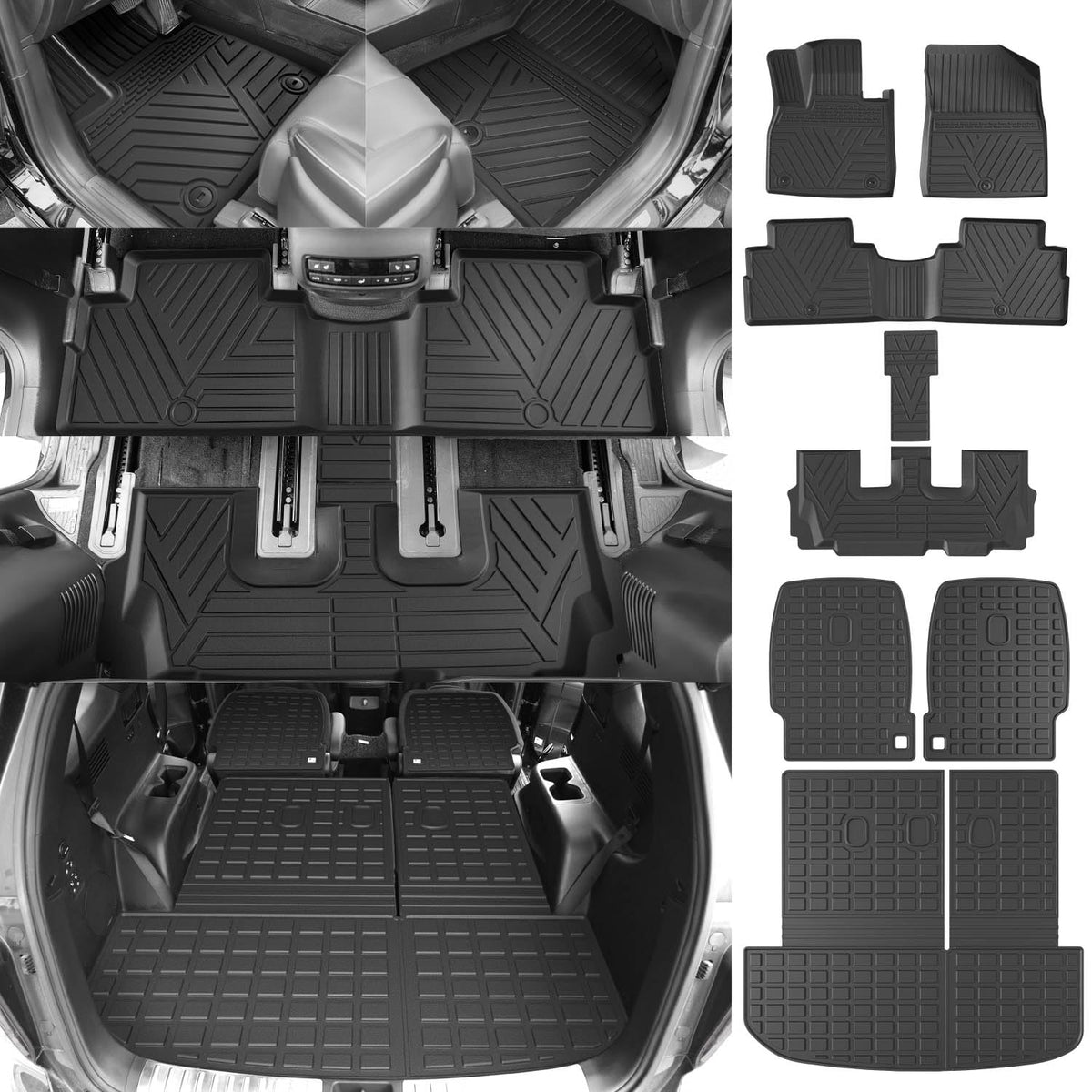 Powoq Floor Mat Compatible With 2020-2025 Hyundai Palisade Trunk Mat Backrest Mat 7-Seat Cargo Liner Replacement For Hyundai Pal