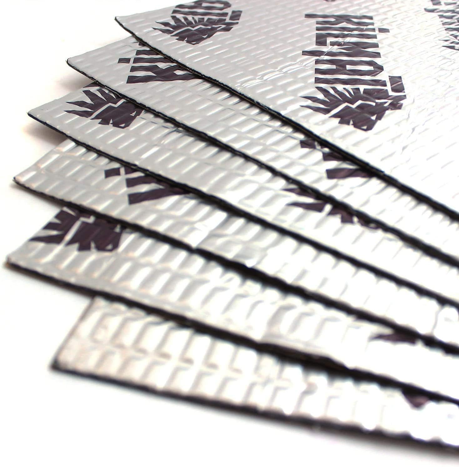 KILMAT 80 Mil Car Sound Deadening Mat - 10 sqft Butyl Automotive Sound Insulation - Silver with Logo for Audio Noise Dampening