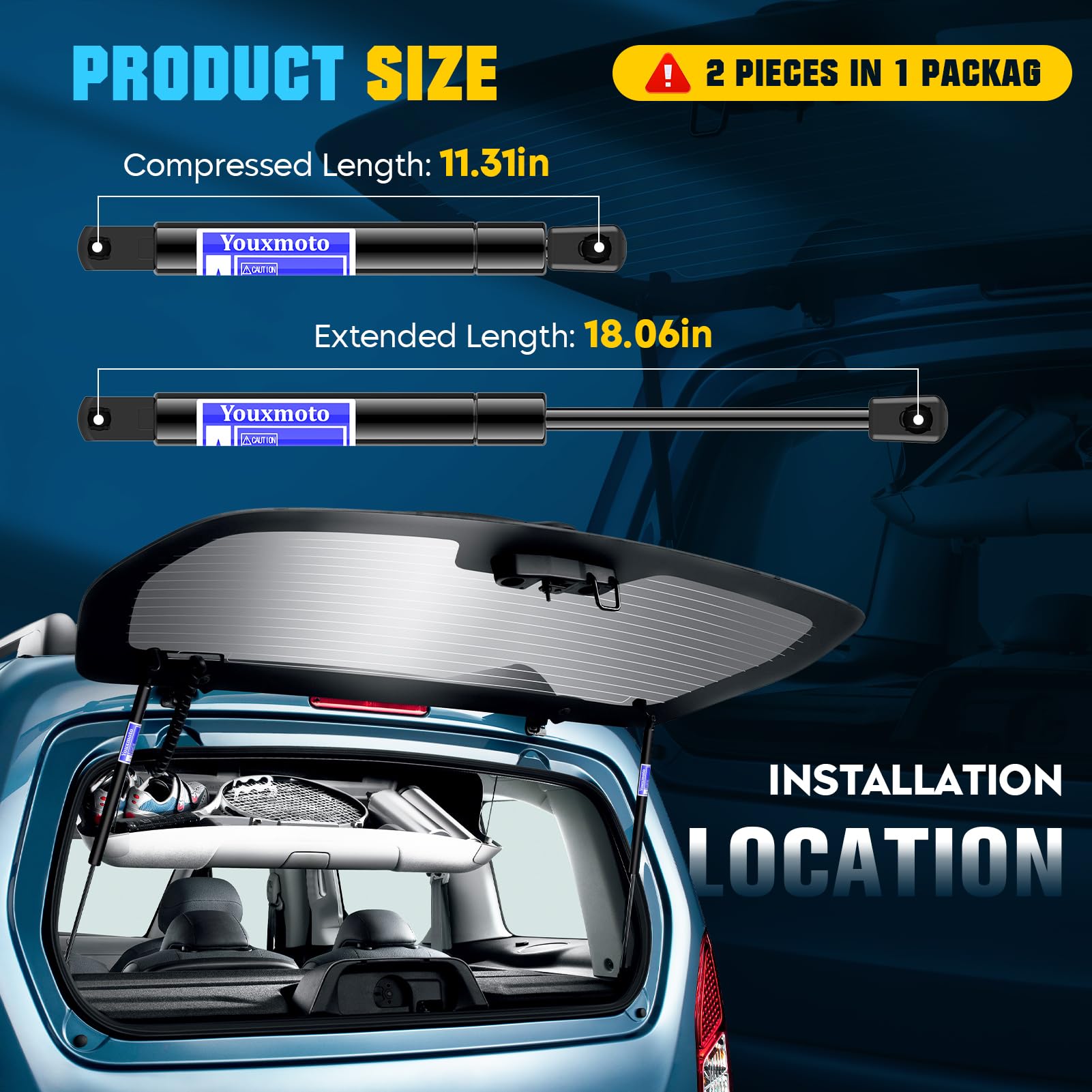 Rear Window Glass Lift Supports Struts Shocks 4185 For 1999-2006 Cadillac Escalade Suburban Tahoe Gmc Yukon (Pack Of 2)