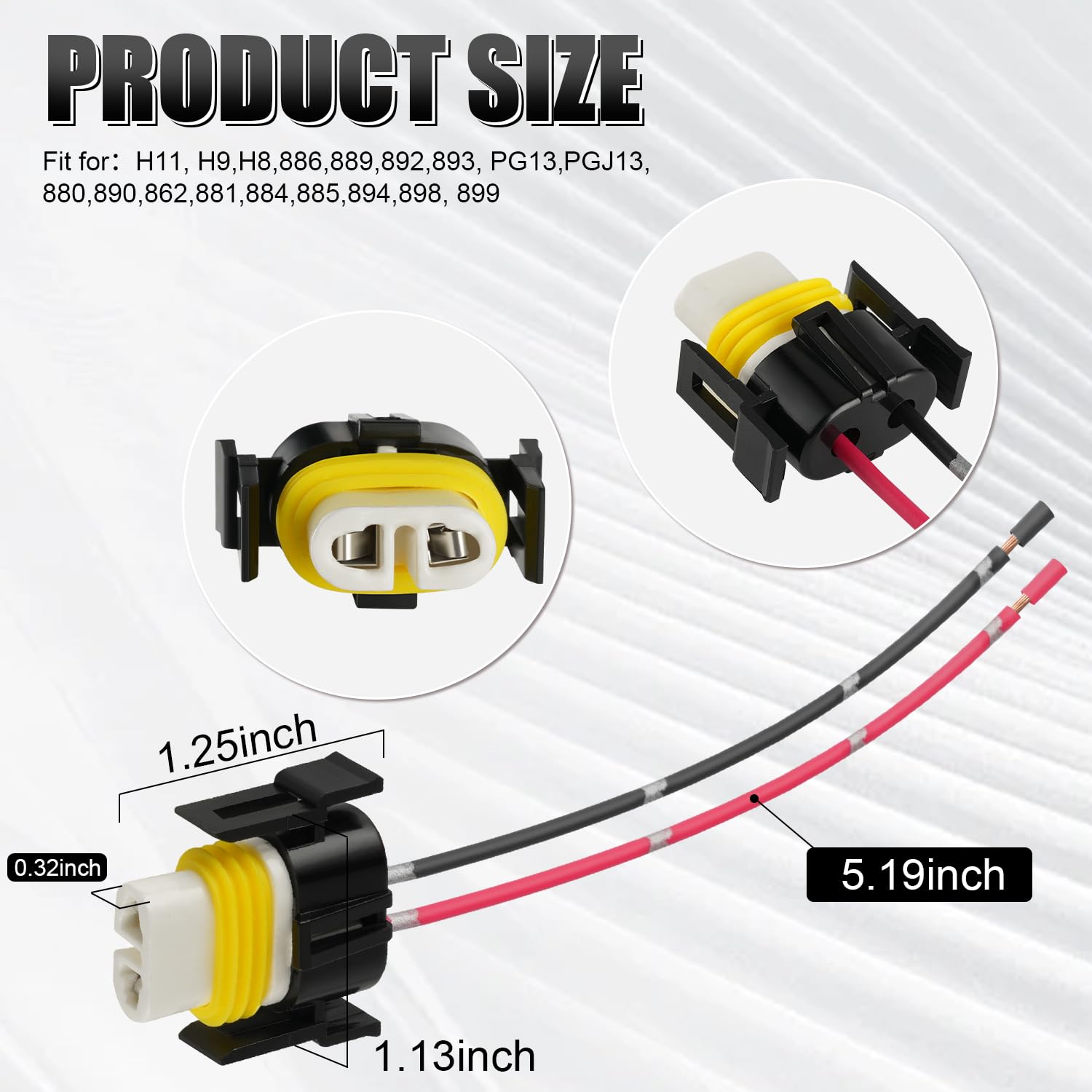 Ibrightstar H11 H9 H8 880 881 Female High Temperature Ceramic Adapter Wiring Harness Sockets Wire For Headlights Or Fog Lights