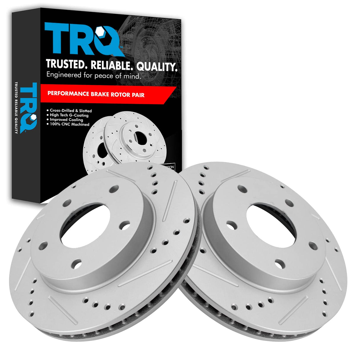 Trq Performance Brake Rotor Drilled & Slotted G-Coated Front Or Rear