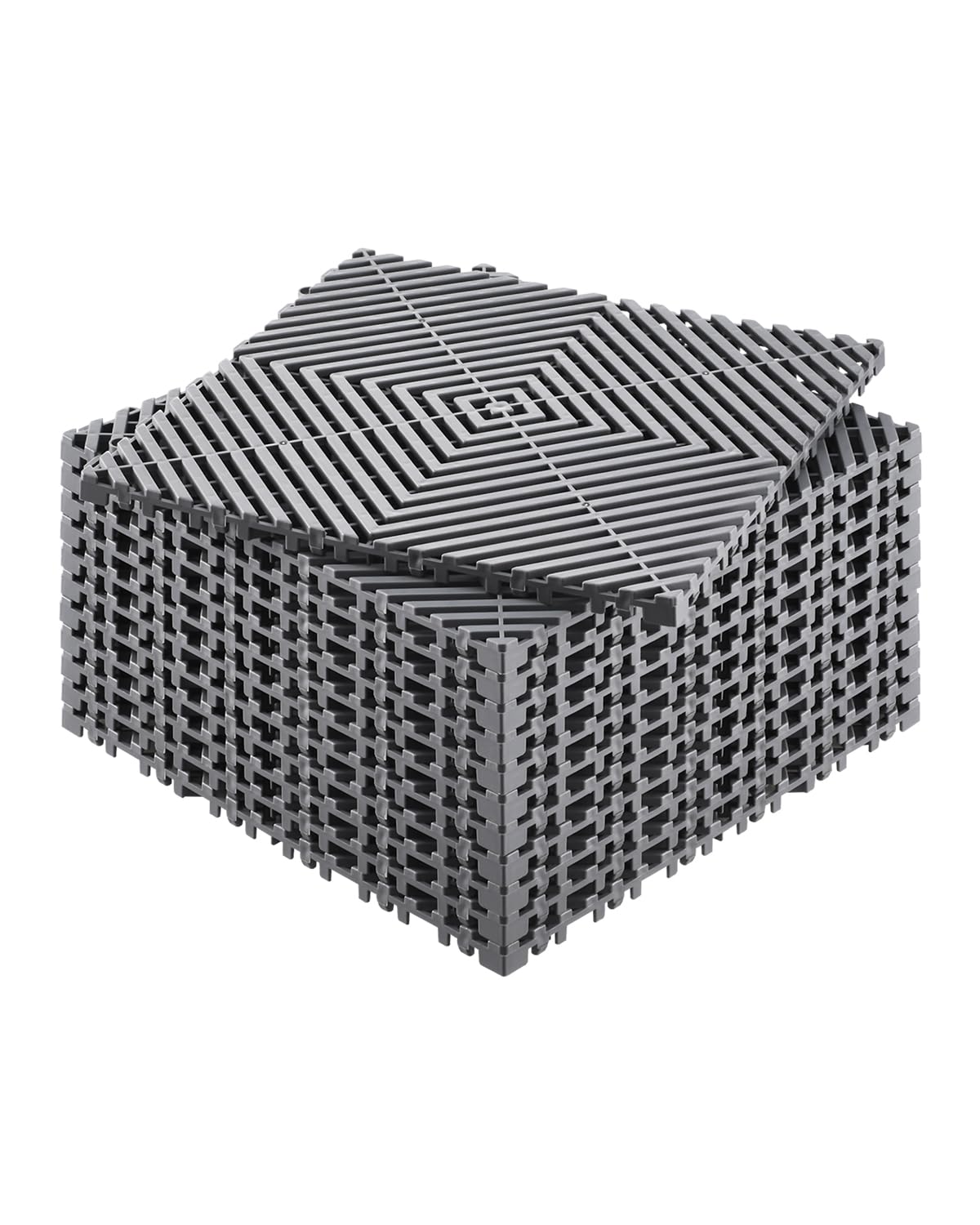 VEVOR Interlocking Drainage Mat, 12    x 12    Modular Interlocking Cushion, 55 Pcs Splicing Drainage Mats, Non-Slip Gray PP Dra