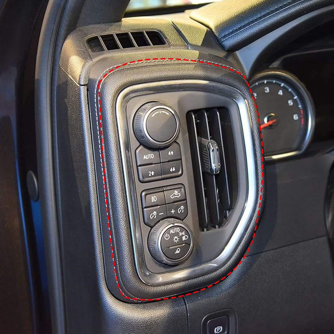 Fewshaw Carbon Fiber Dashboard Trim Kit for 2019-2023 Chevy Silverado/GMC Sierra, 8-Piece Set, Carbon Fiber Pattern