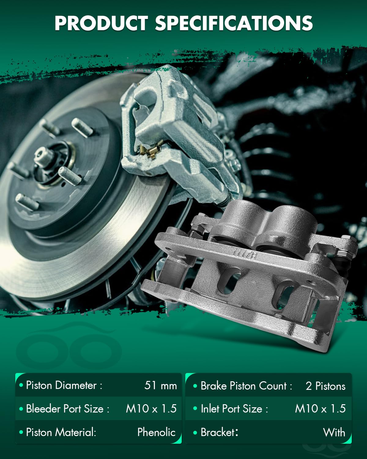 Scitoo Front Left+Right Brake Calipers With Bracket 18B4918A 18B4919A Compatible For Cadillac 2008-2019 For Chevrolet 2008-2019