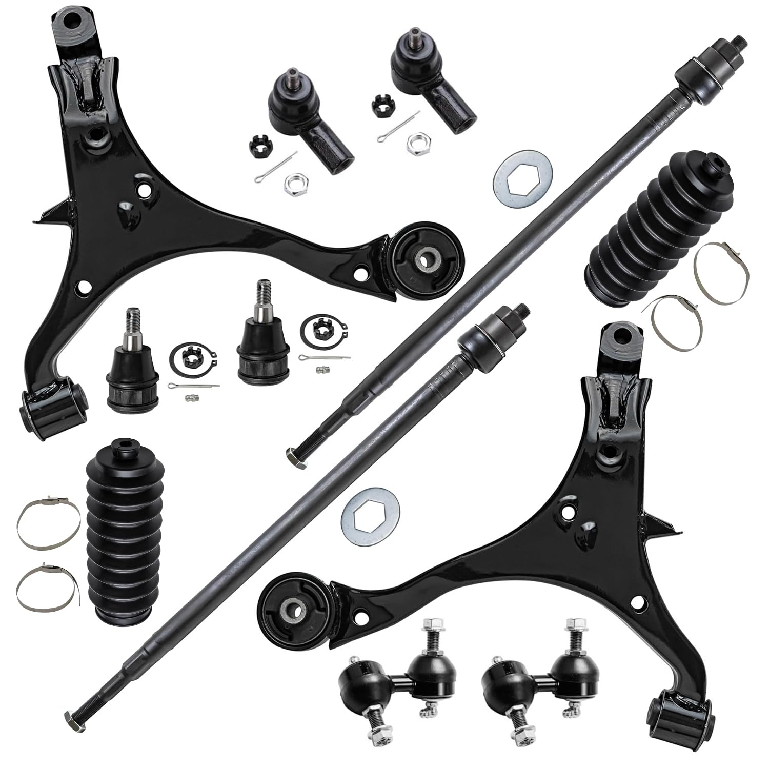 Detroit Axle - Front End 12pc Suspension Kit for 02-06 Honda CR-V 2002 2003 2004 2005 2006, 2 Lower Control Arms 2 Ball Joints 2