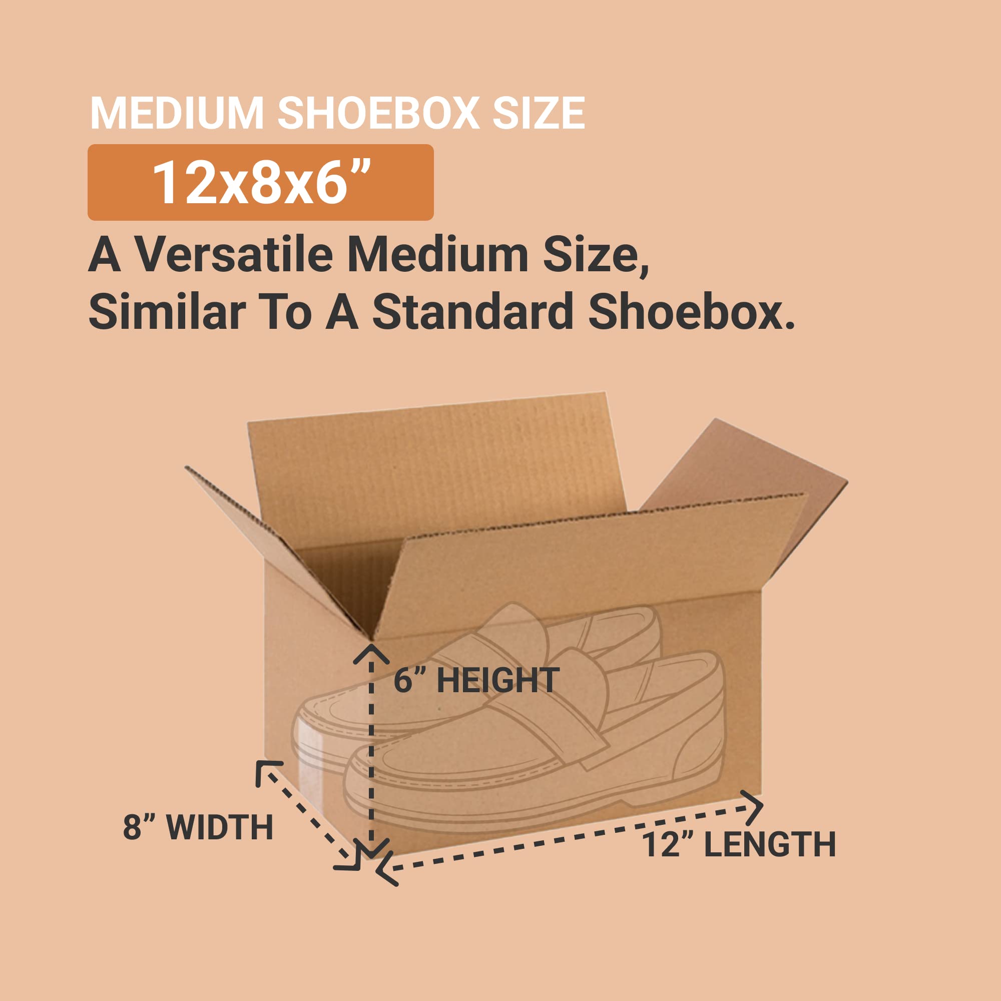 Aviditi 12 X 8 X 6 Corrugated Cardboard Boxes, Small 12''L X 8''W X 6''H, Pack Of 25 | Shipping, Packaging, Moving, Storage Box