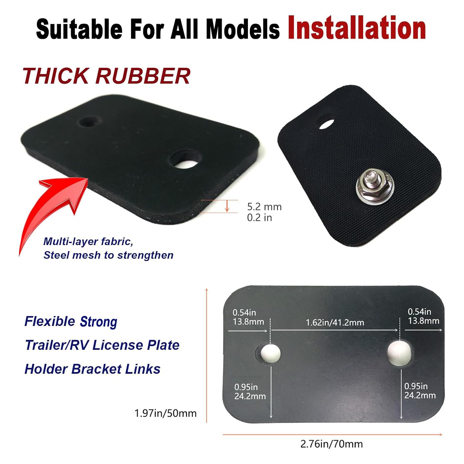 Aootf Trailer License Plate Holder Bracket- Truck/Rvs/Boats/Jet Ski Rubber Car Tag Holder And Carbon Fiber Frame With Black Scre