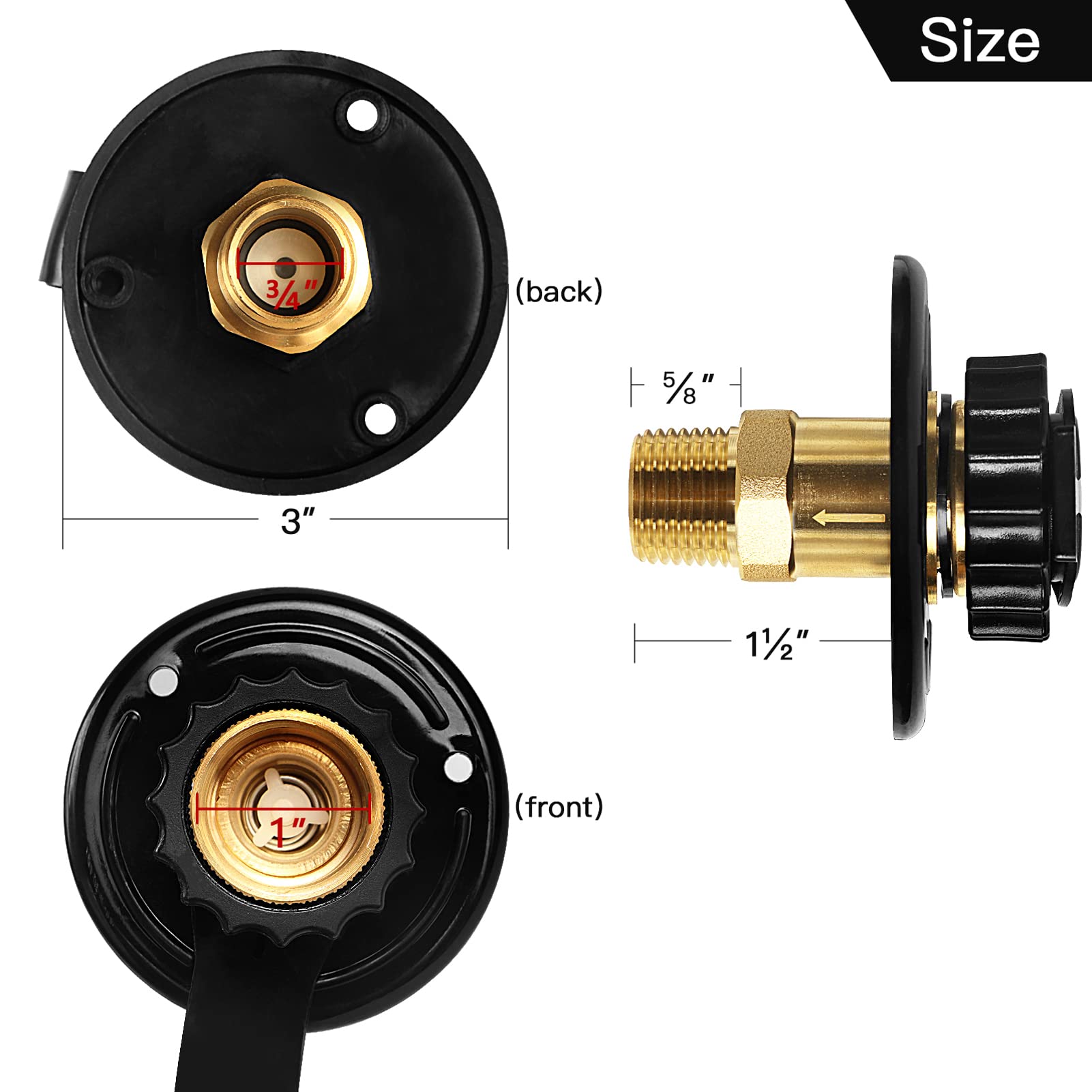 Rv Water Inlet Replacement City Water Fill Inlet Flange Brass Rv City Water Inlet With Check Valve 1/2'' Npt Male City Water Fil