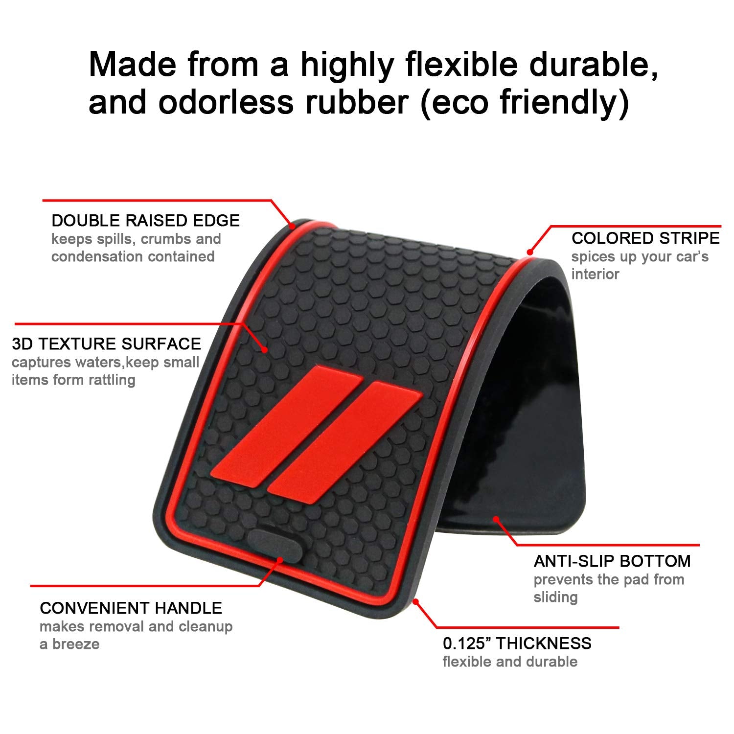 REMOCH 26pcs Cup Holder Insert & Console Liner Mats for Dodge Charger 2015-2023 - Red Trim, Interior Door Pocket Accessories