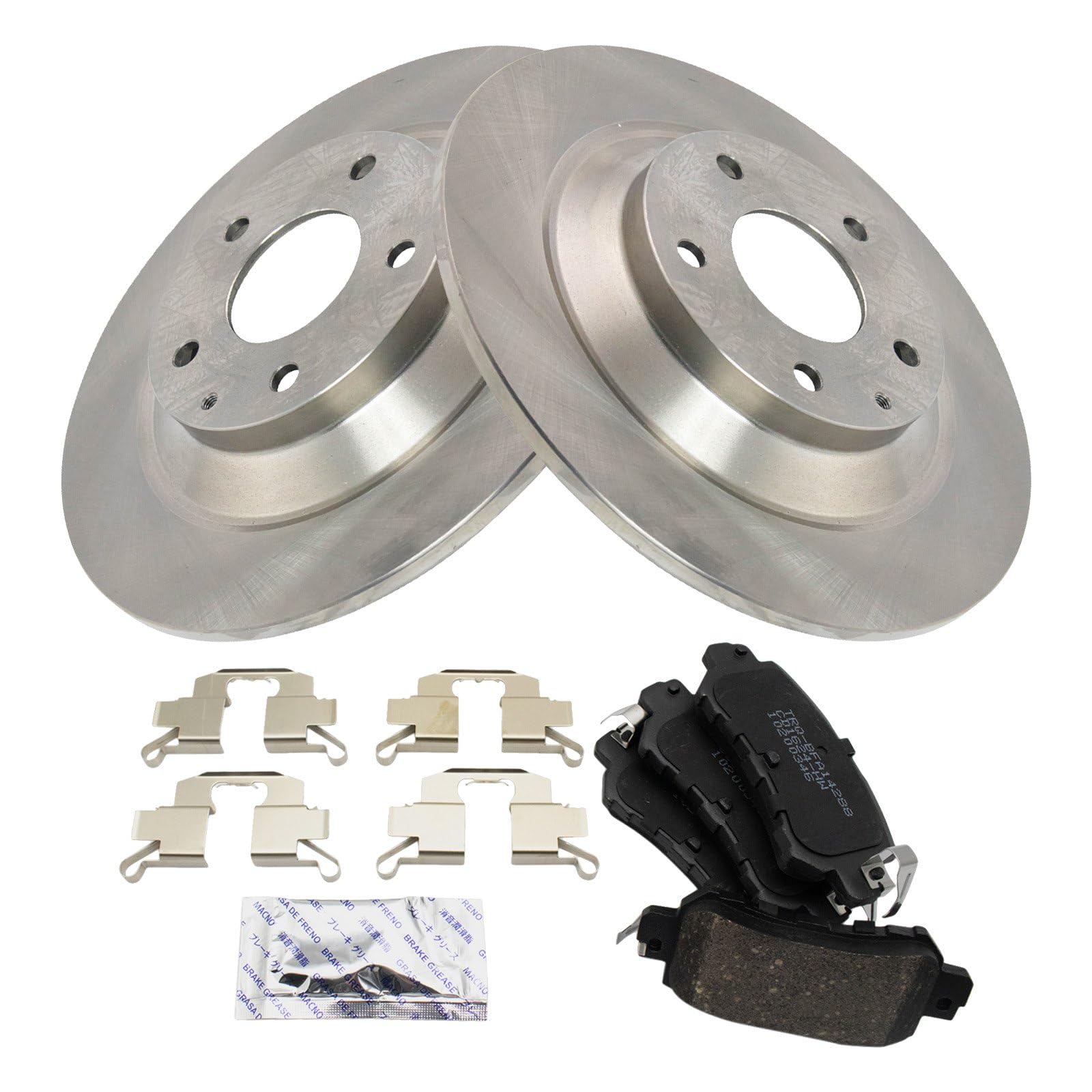 TRQ Rear Brake Pad & Rotor Kit Brake Pads Brake Rotor Ceramic Compatible with 2013-2015 Mazda CX-5