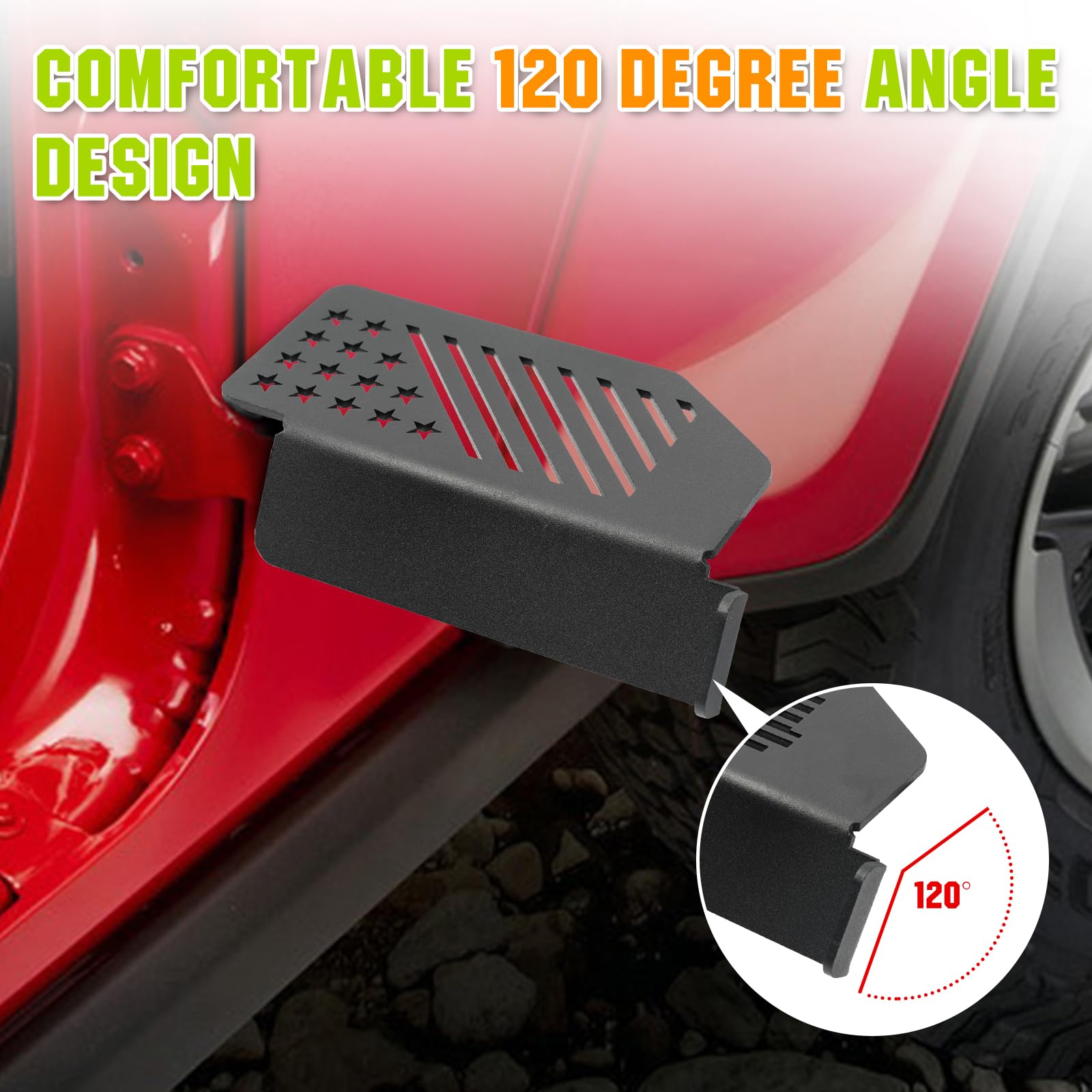 Bordan Front Foot Pegs Foot Rest Pedals For Jeep Wrangler Jk Jku Jl Jlu Jt Gladiator 2007-2025, Exterior Door Hinge Foot Peg Met