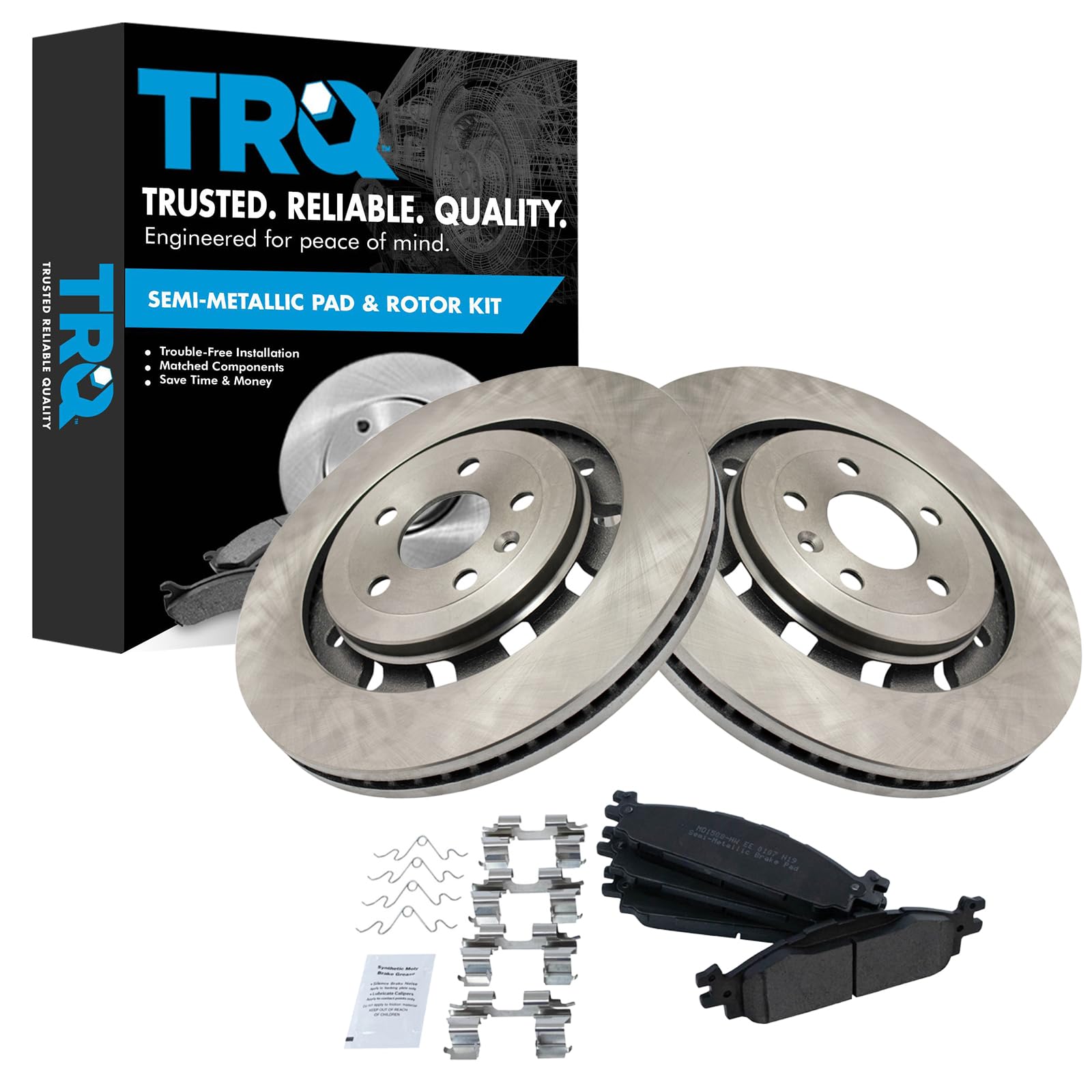 Trq Front Brake Pad & Rotor Kit Semi-Metallic Compatible With 2015-2019 Ford Explorer 2012 Lincoln Mks 2013-2019 Mkt