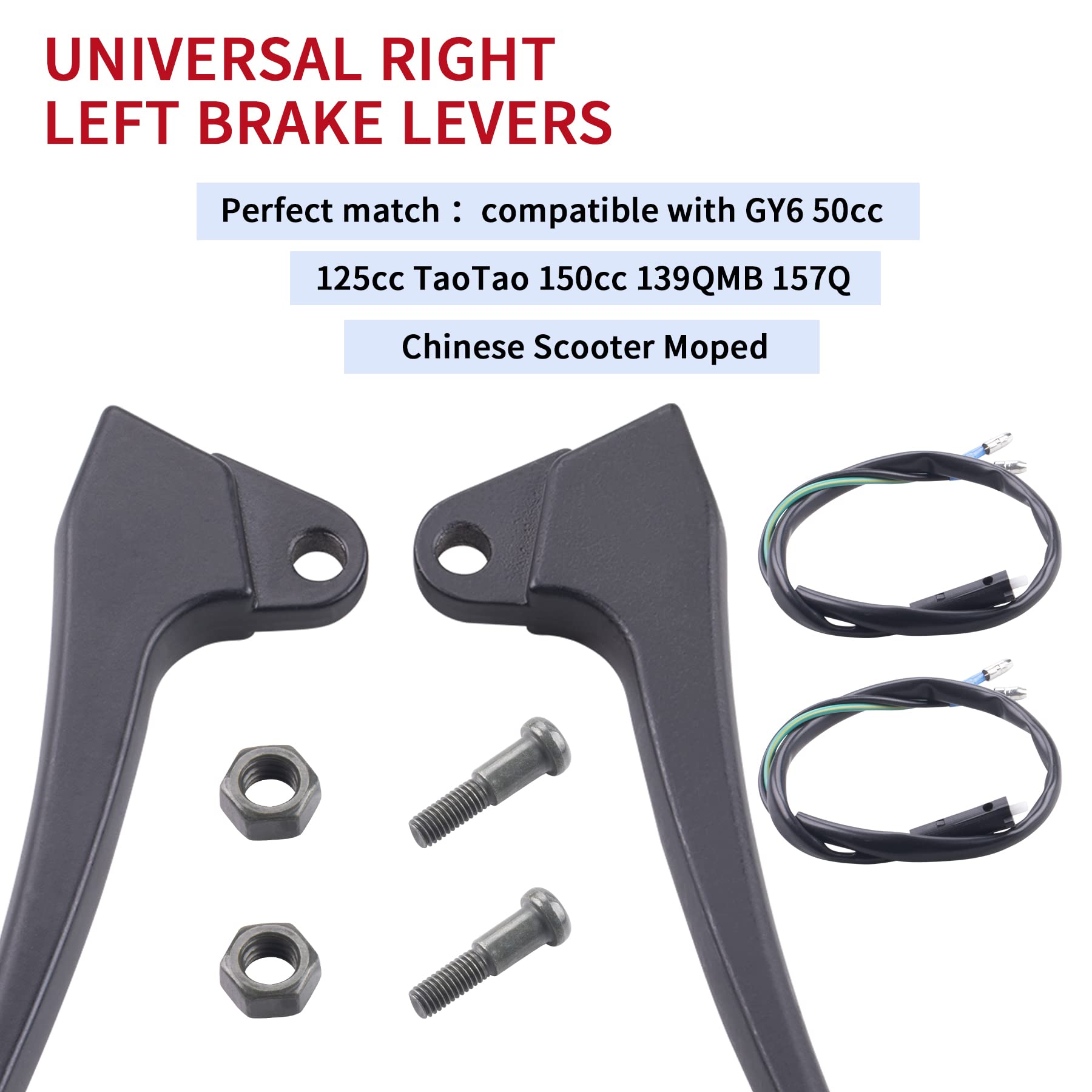 CNCMOTOK Universal Right Left Brake Lever fit for GY6 50cc 125cc 150cc 139QMB 157Q Roketa Jonway Taotao Chinese Scooter Moped Pa