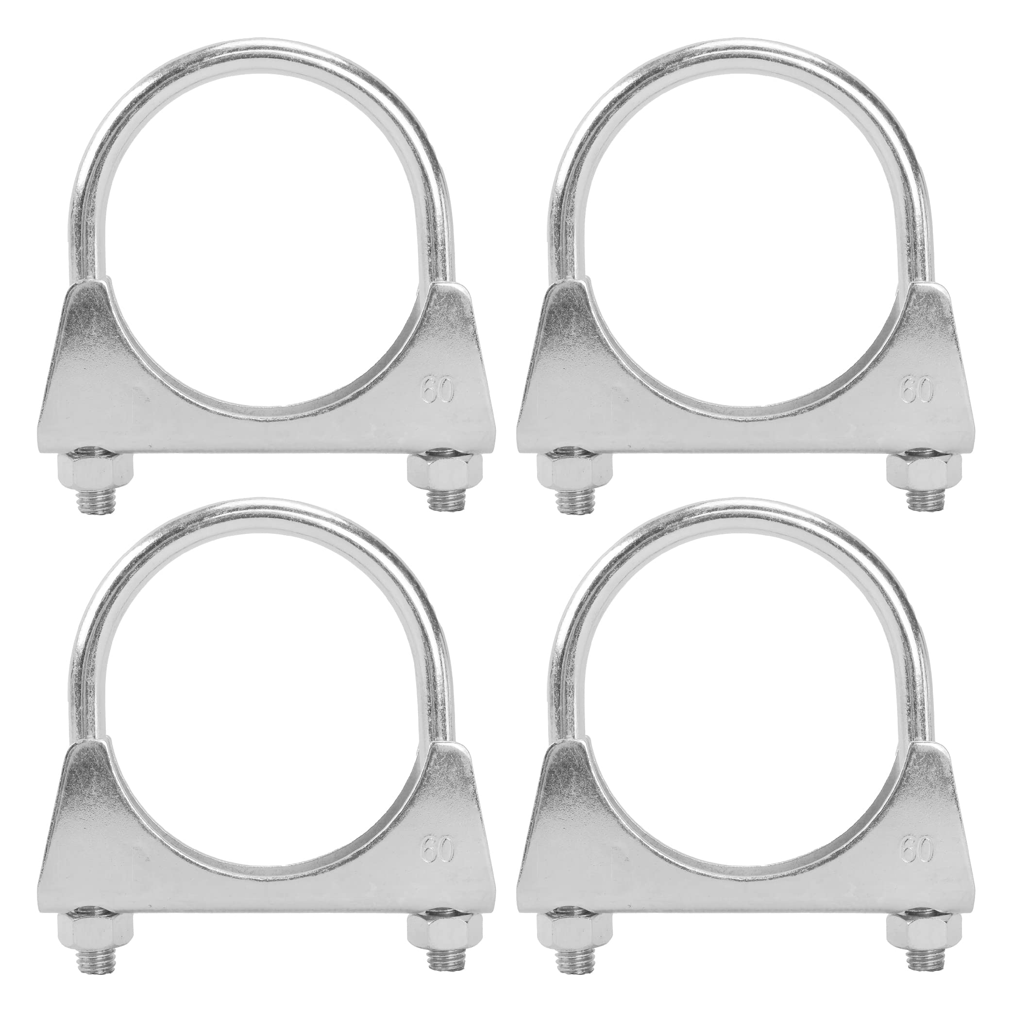 Batoneco 2.25'' U Bolt Clamp, Muffler Exhaust Clamps,2-1/4 Inch Saddle Style Heavy Duty Mild Steel(4-Pack)