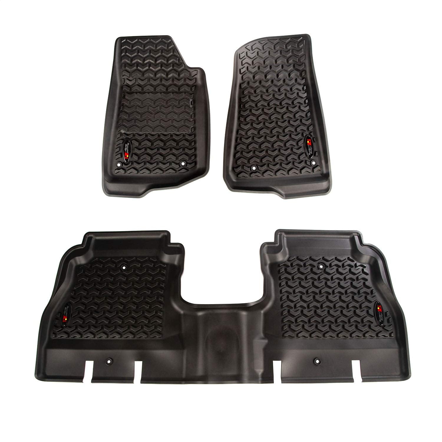 Rugged Ridge Floor Liner Set For Jeep Wrangler Jlu | Front & Rear, 3-Piece Set, All-Terrain, Black | 12987.05 | Fits 2018-2024 Jeep Wrangler Jlu 4-Door