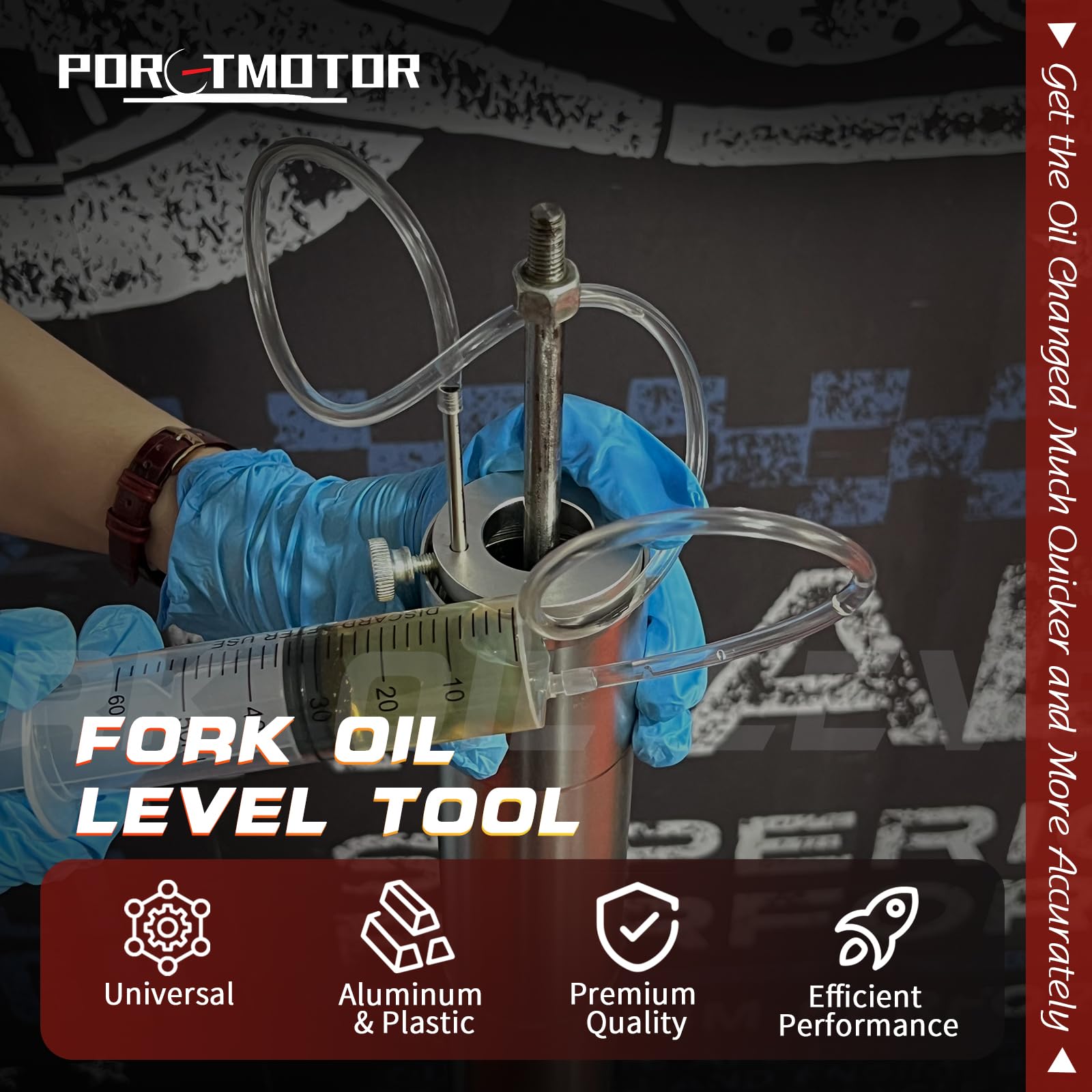 Porotmotor Motorcycle Fork Service Tool Kit, 3Pcs Fork Maintenance Tool Set Fork Oil Level Tool, Fork Spring Compressor, And Dam