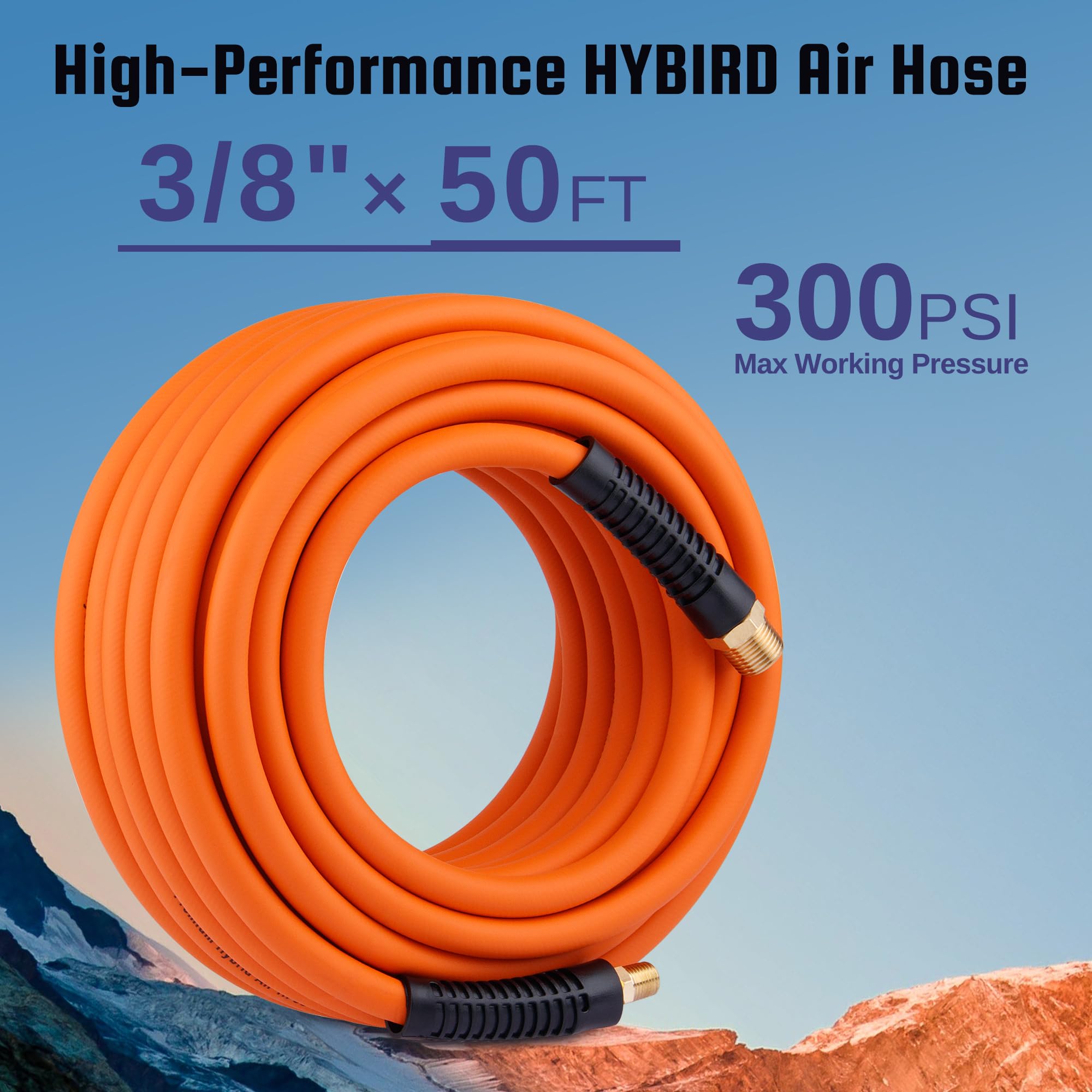 Dazakoot Truck Tire Inflator Kit, 3/8    X 50Ft Hybrid Air Hose With 1/4'' Chuck And 1/2'' Npt Universal Gladhand Connection (35