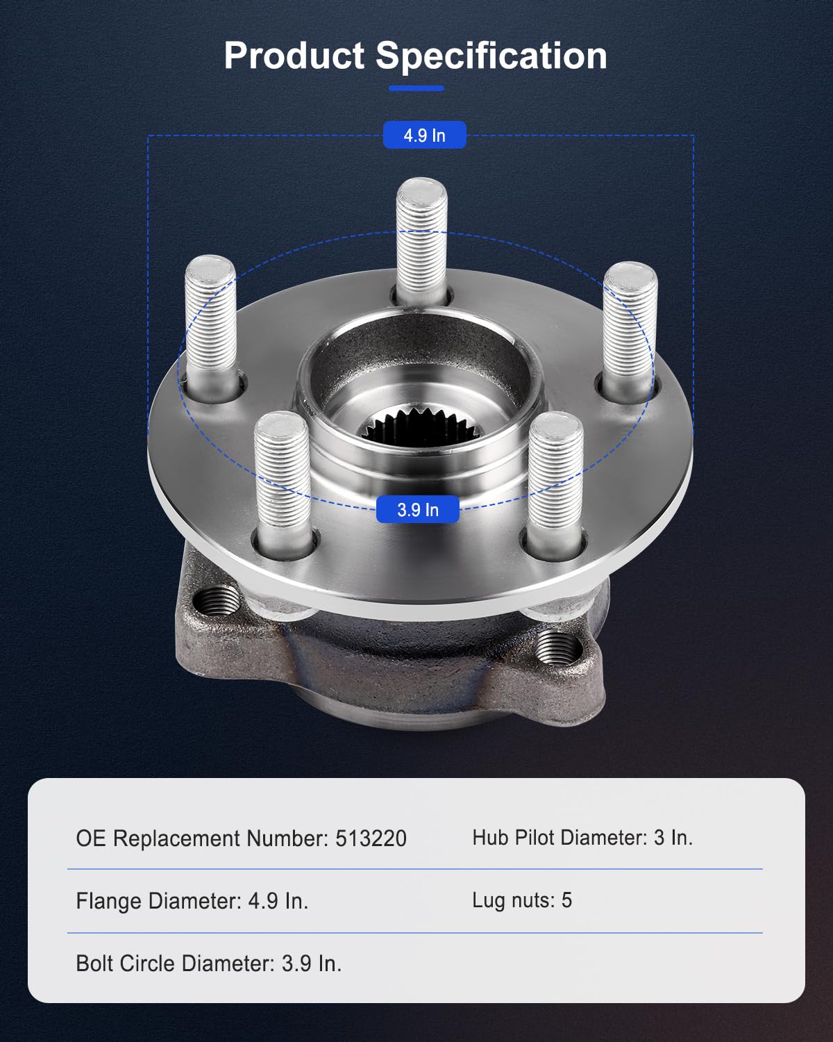 ECCPP Front Wheel Hub Bearing Assembly 5 Lugs w/ABS for 05-09 Subaru Compatible with 513220