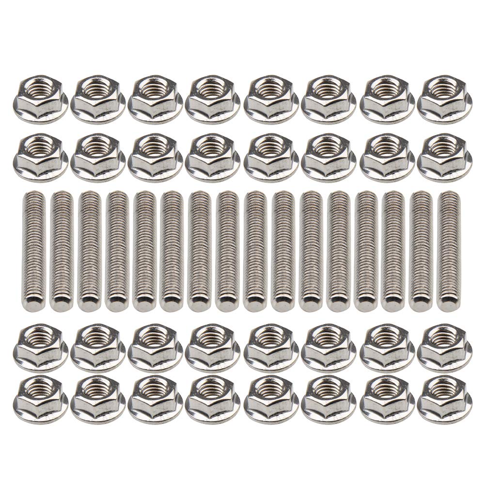 Big-Autoparts 16 Pcs Stainless Steel Exhaust Manifold Stud Nuts Kit Compatible With Ford 4.6 5.4 Liter V8,Compatible With Ford 4.6L 5.4L F150 F250 Manifolds M8*1.25 Exhaust Stud