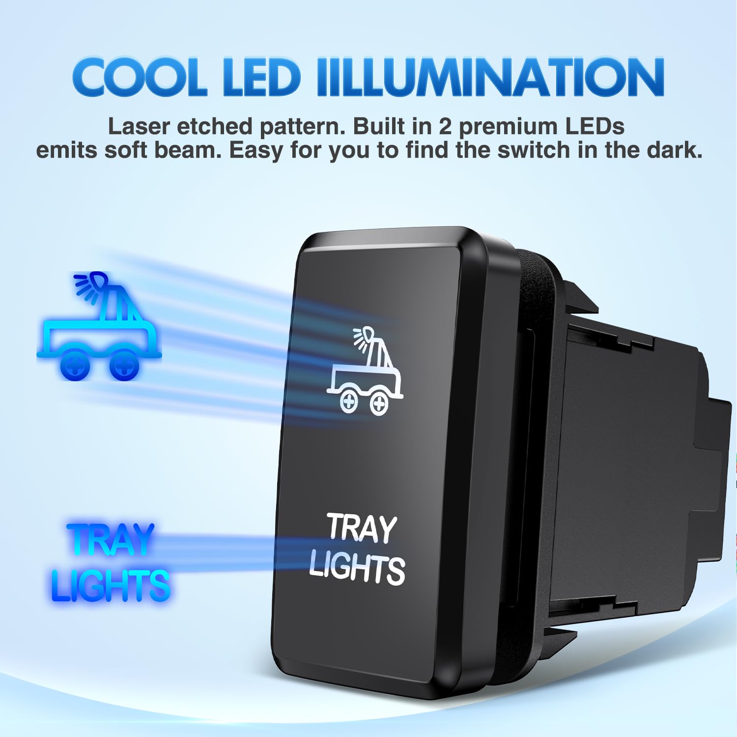 Nilight Tray Lights Push Button Switch 12V On Off Switches With Connector Wire Kit 1.54'' X 0.83'' Replacement For Toyota Fj Cru